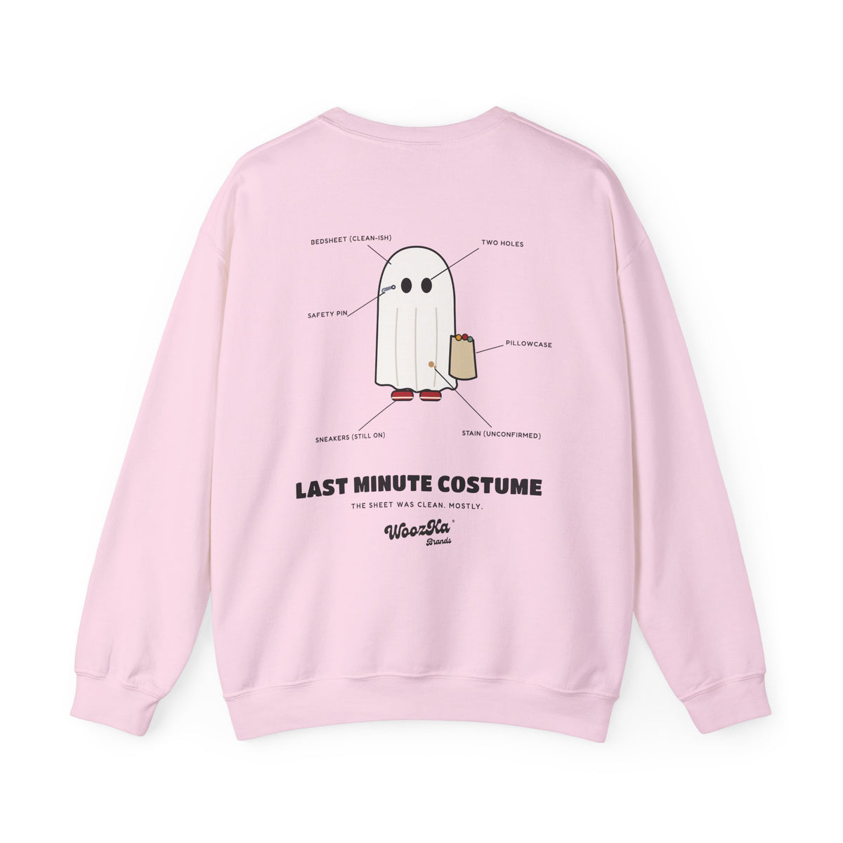 WoozKa Brands Lazy Halloween Costume Sweatshirt, Funny Ghost Back Print