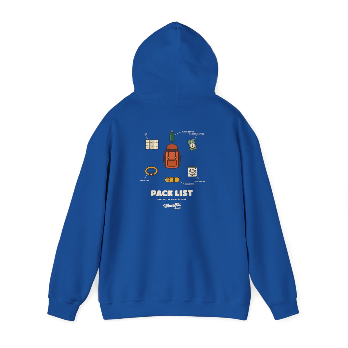 WoozKa Brands Hiking Hoodie, Backpacking Gear List Back Print