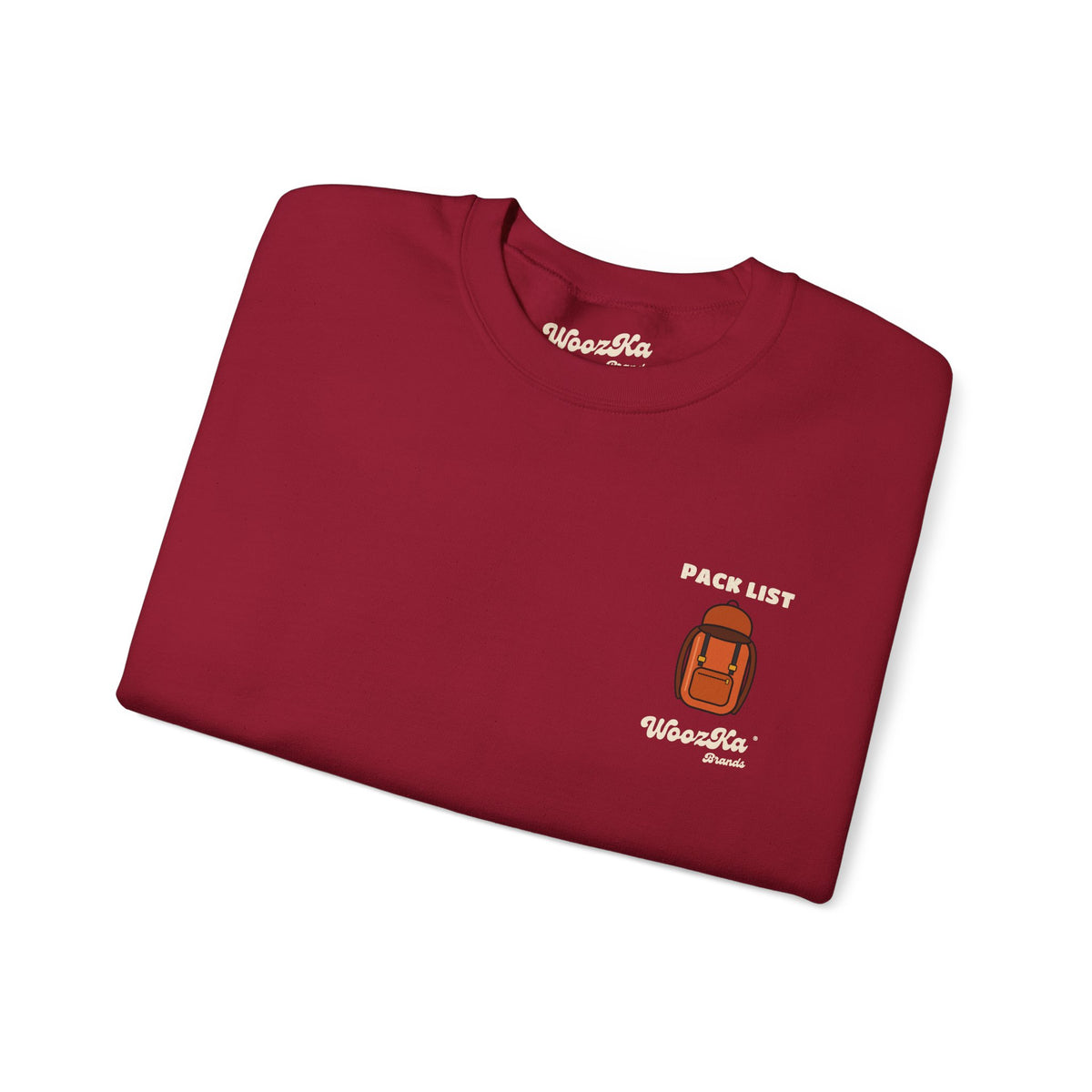 WoozKa Brands Hiking Sweatshirt, Backpacking Gear List Back Print
