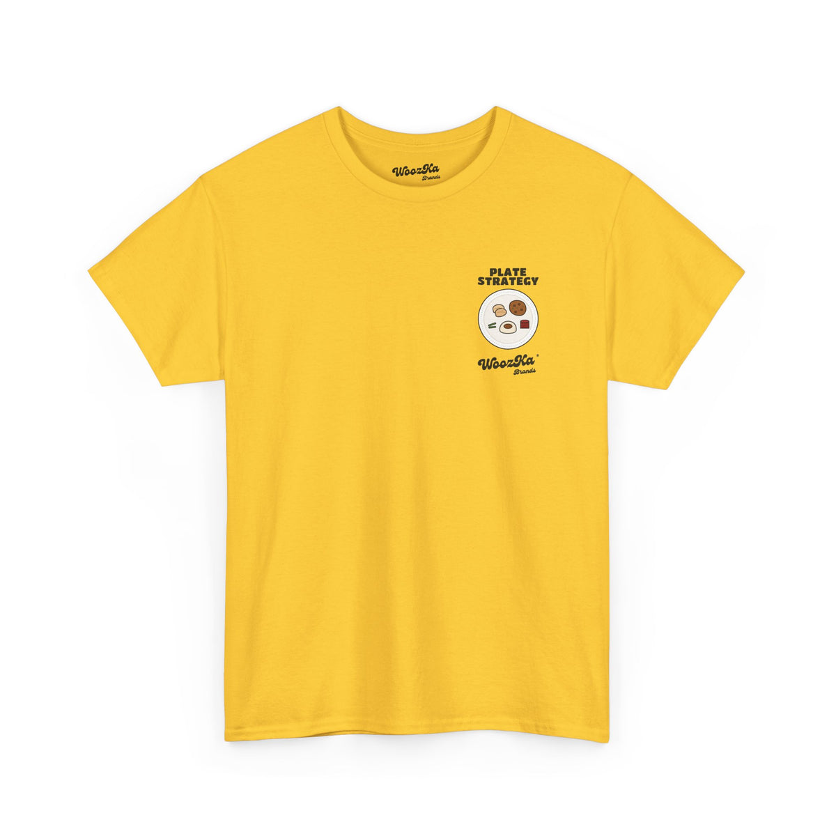 WoozKa Brands Funny Thanksgiving T-Shirt, Turkey Dinner Plate Back Print