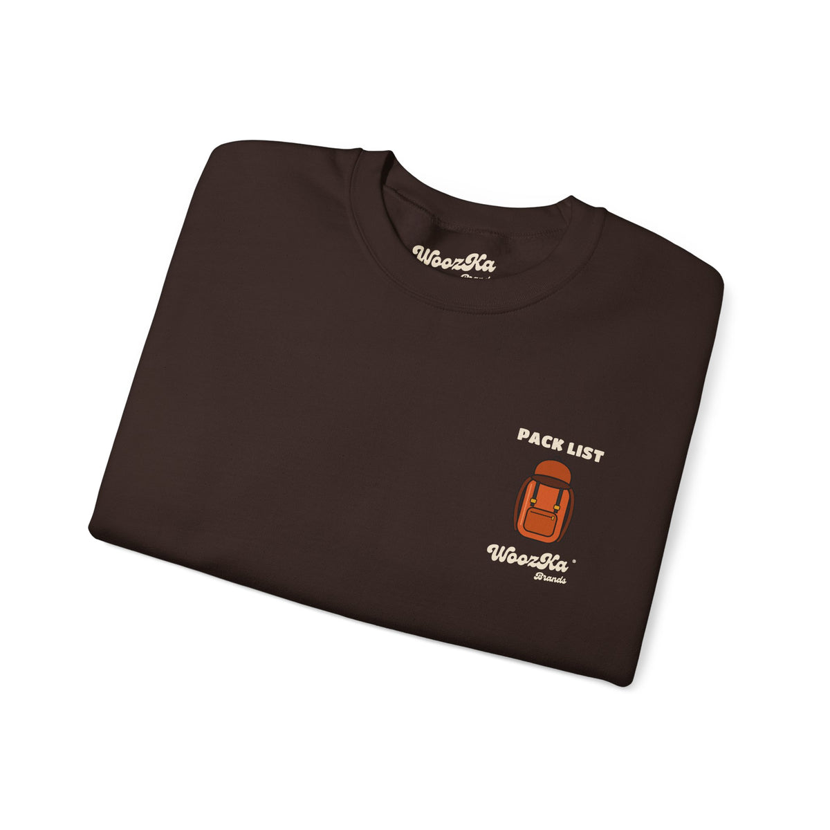 WoozKa Brands Hiking Sweatshirt, Backpacking Gear List Back Print