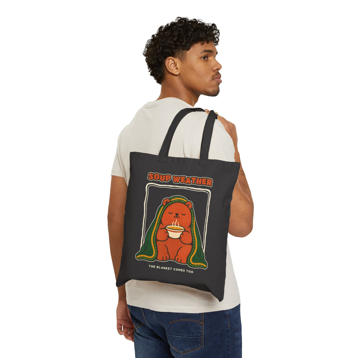 WoozKa Brands Soup Weather Bear Canvas Tote Bag