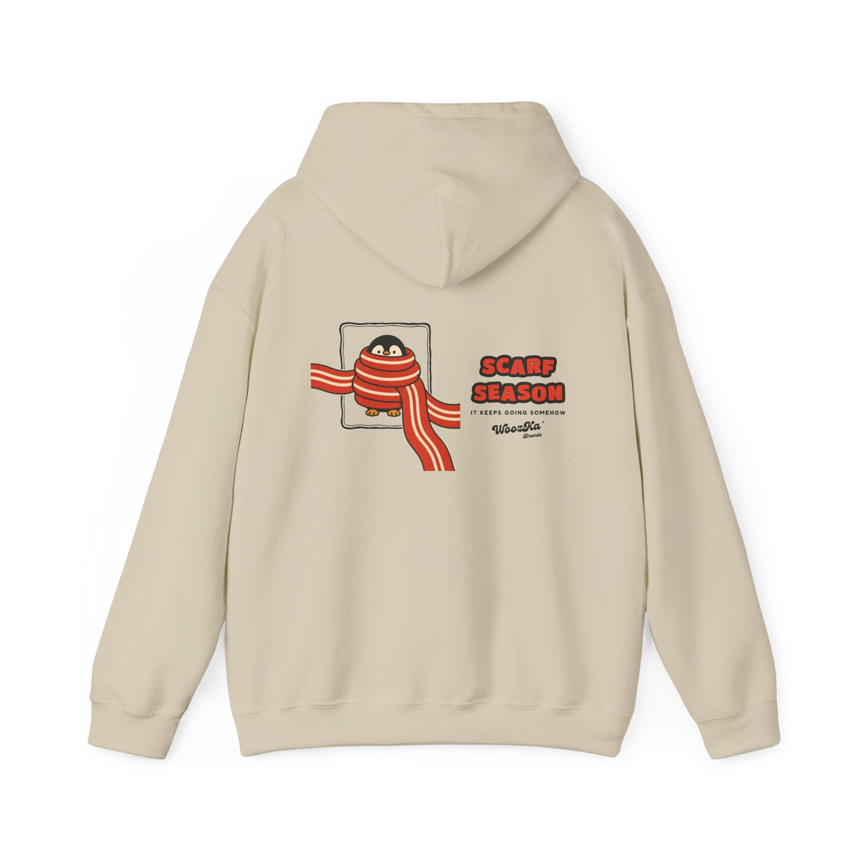 WoozKa Brands Scarf Season Penguin Hoodie, Wide Back Graphic