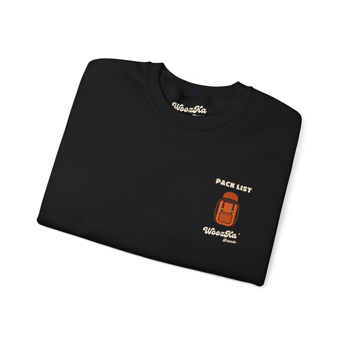 WoozKa Brands Hiking Sweatshirt, Backpacking Gear List Back Print