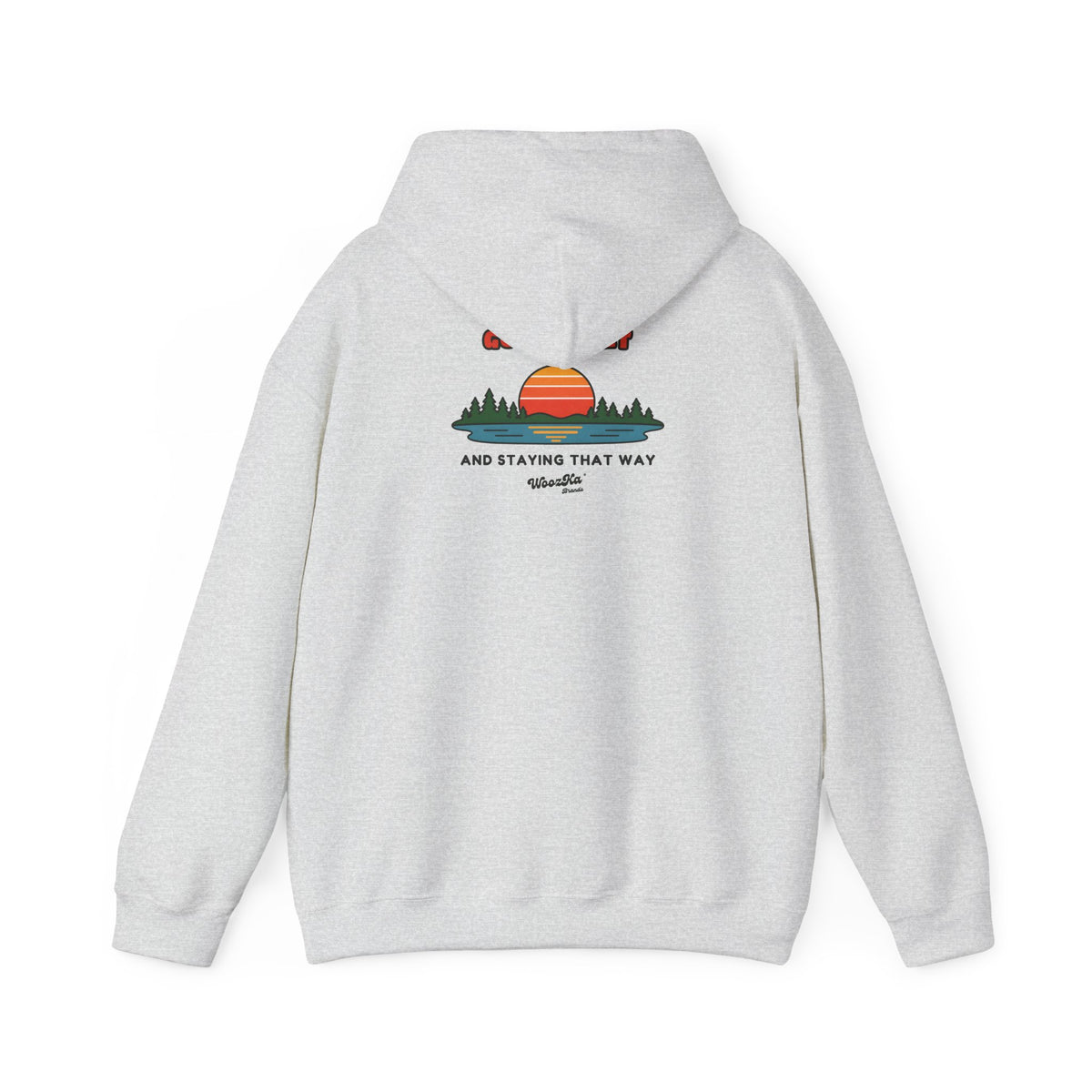 WoozKa Brands Retro Sunset Lake Hoodie, Nature Outdoors Pine Back Print