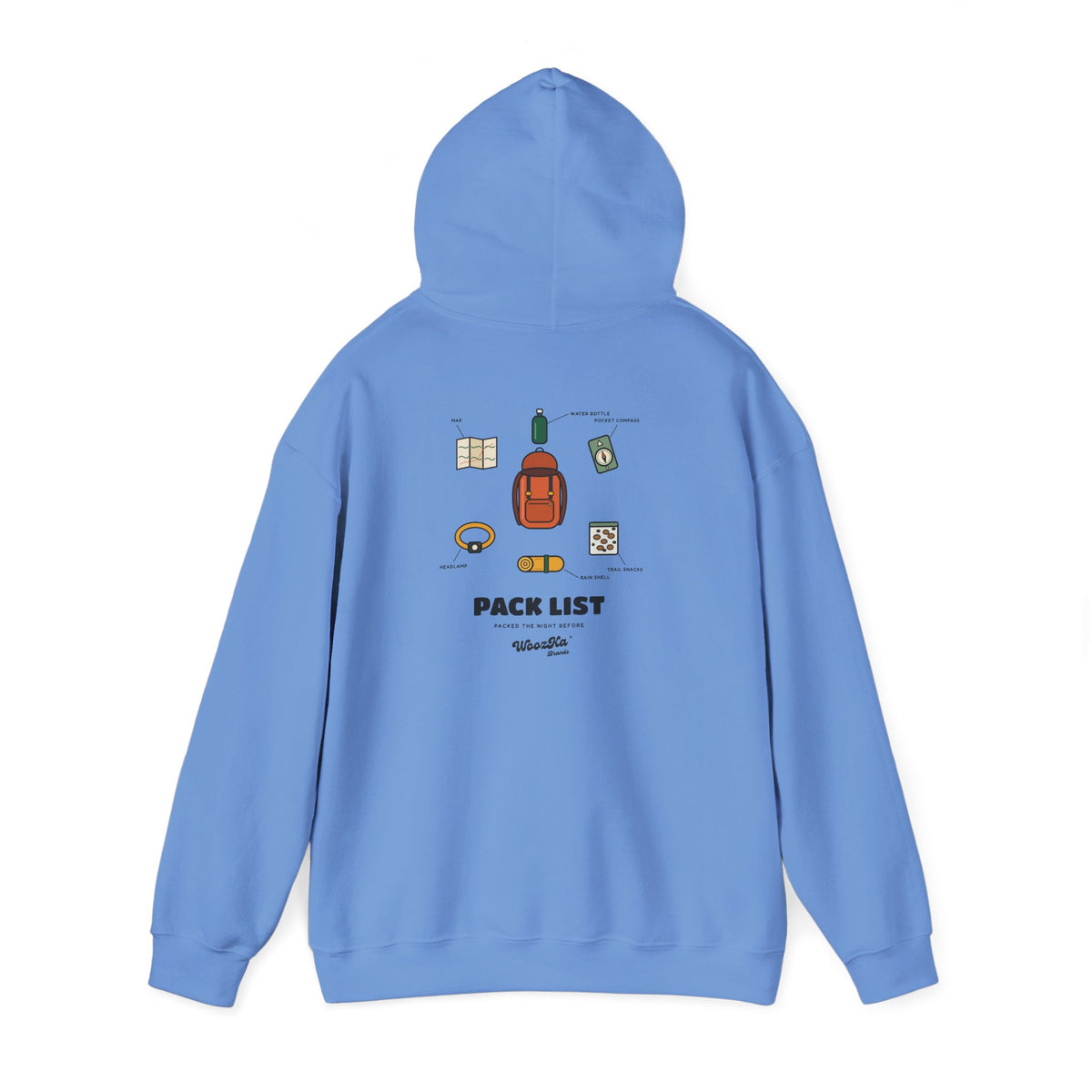 WoozKa Brands Hiking Hoodie, Backpacking Gear List Back Print