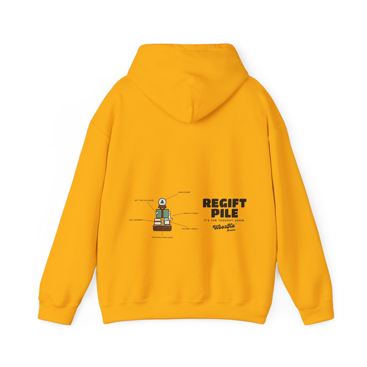 WoozKa Brands Funny Christmas Hoodie, Regift Office Party Wide Back Print