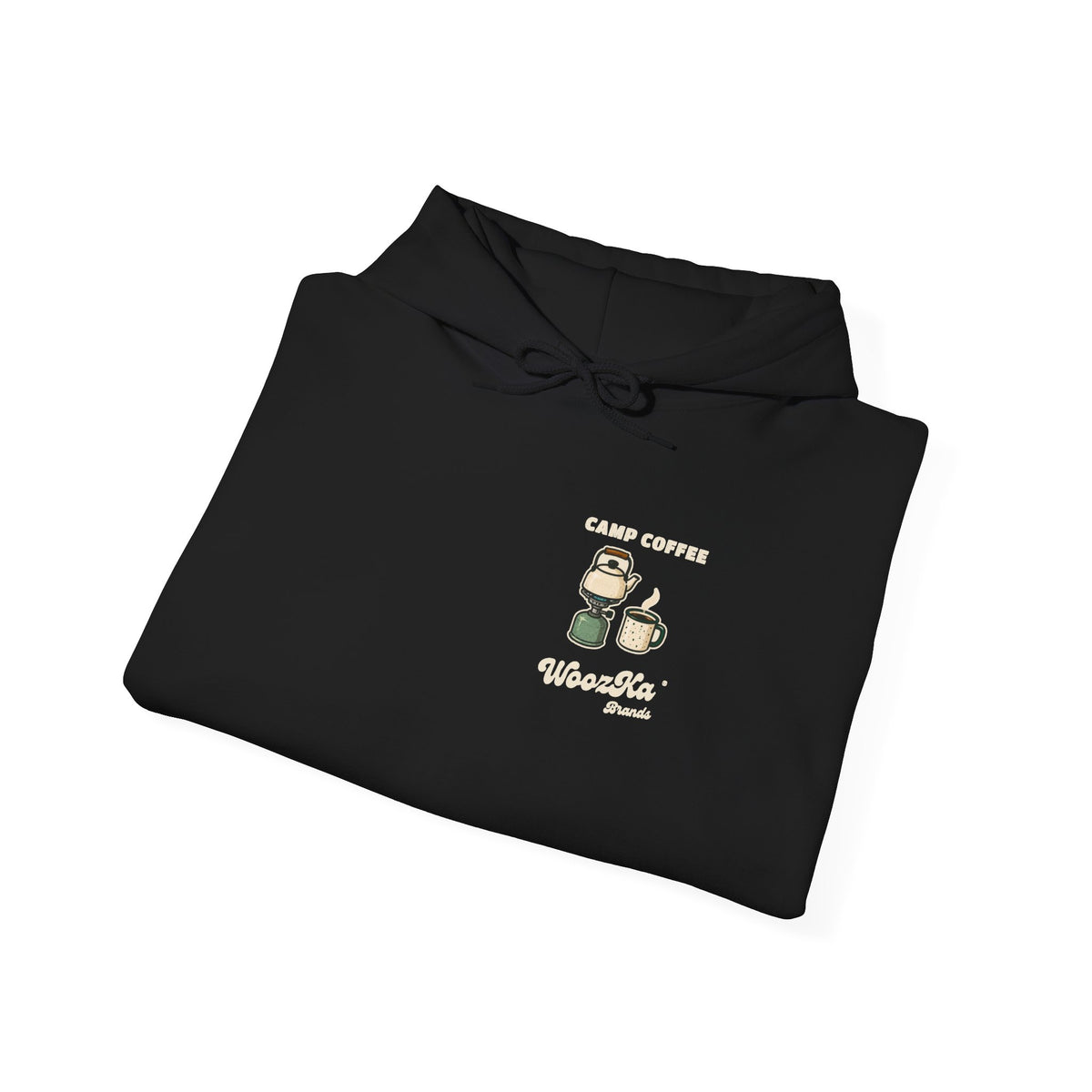 WoozKa Brands Camp Coffee Camping Hoodie, Front and Back Graphic