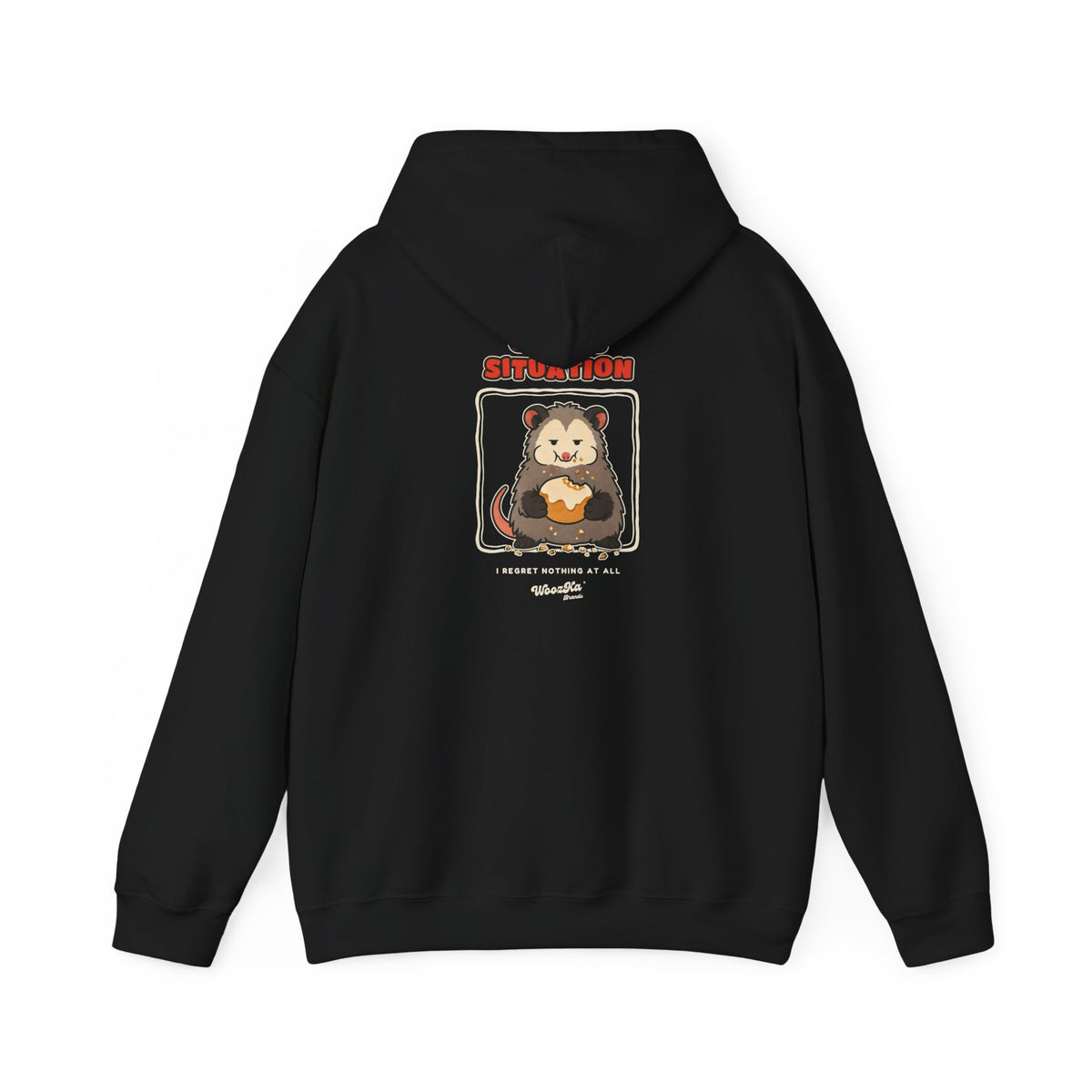 WoozKa Brands Crumb Situation Opossum Hoodie, Front and Back Graphic
