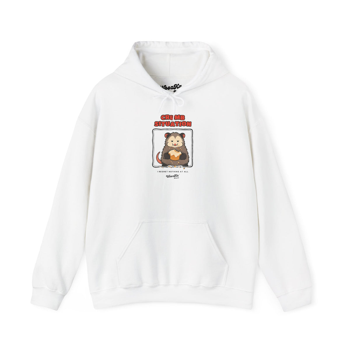 WoozKa Brands Crumb Situation Opossum Hoodie, Front Graphic