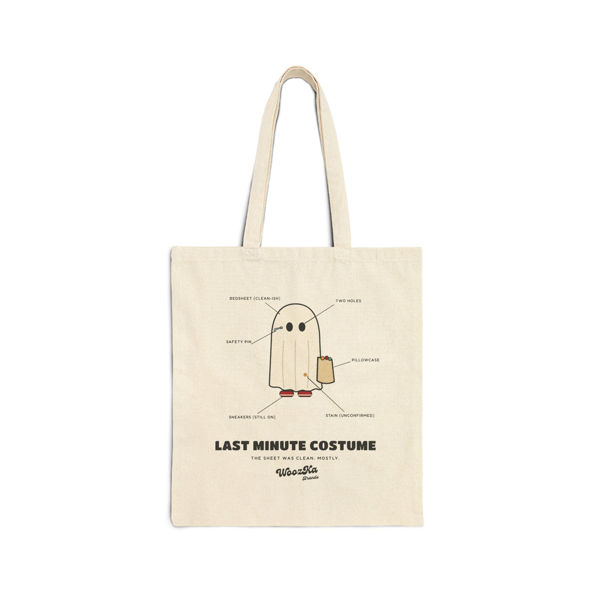 WoozKa Brands Lazy Halloween Costume Tote Bag, Funny Ghost Canvas Tote