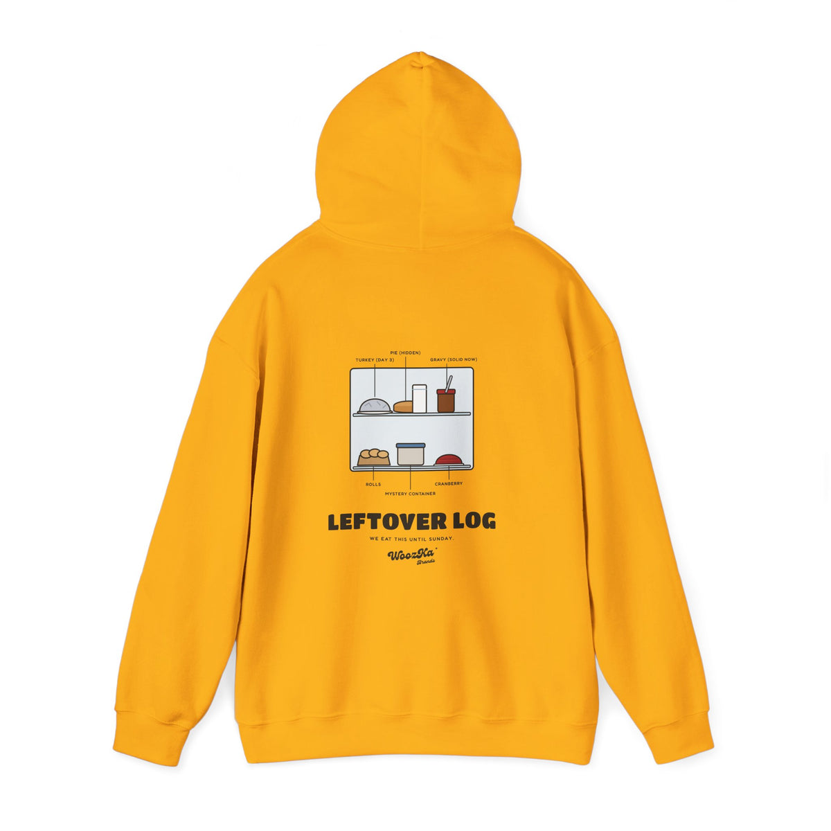 WoozKa Brands Funny Thanksgiving Leftovers Hoodie, Turkey Pie Back Print