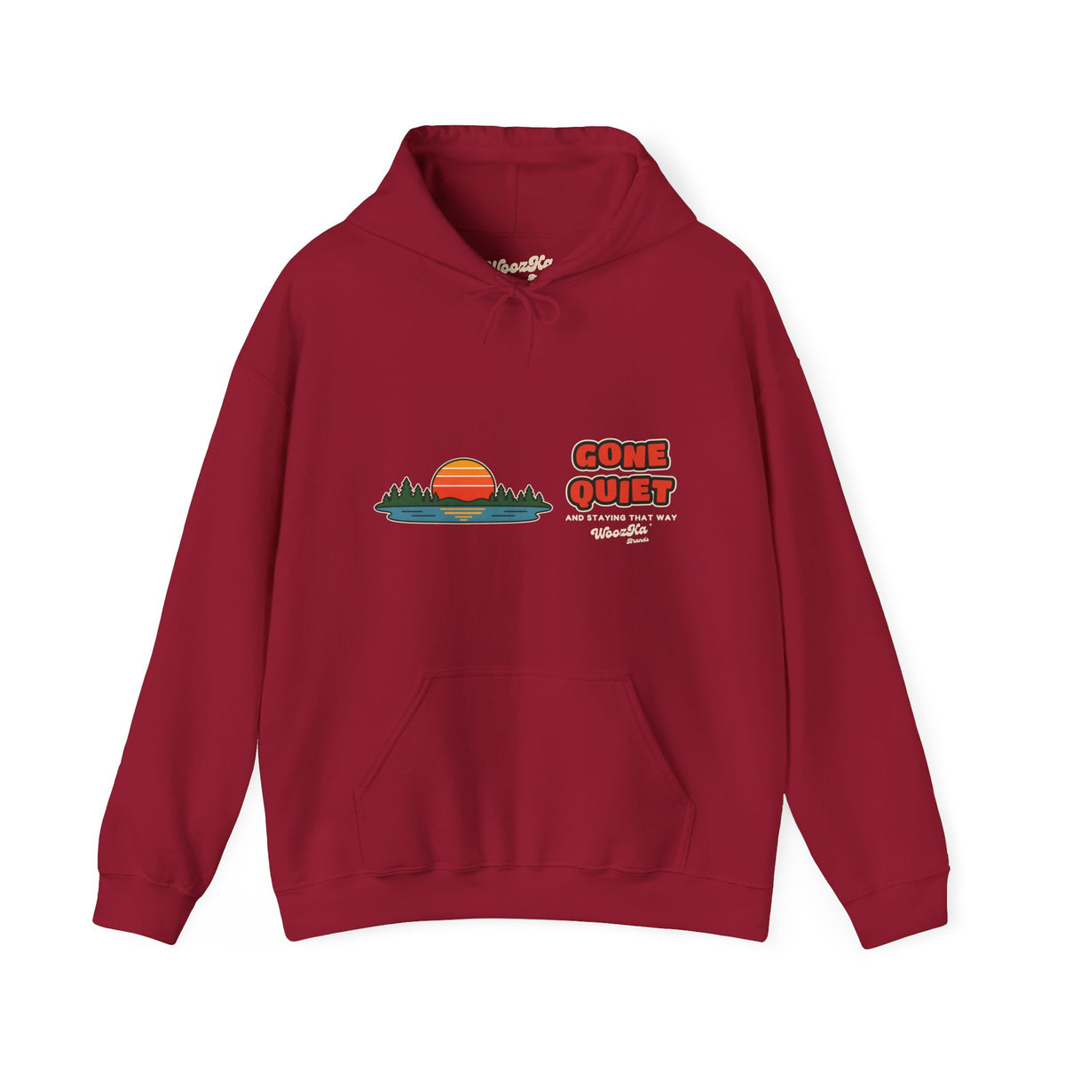 WoozKa Brands Retro Sunset Lake Hoodie, Nature Outdoors Wide Front Print