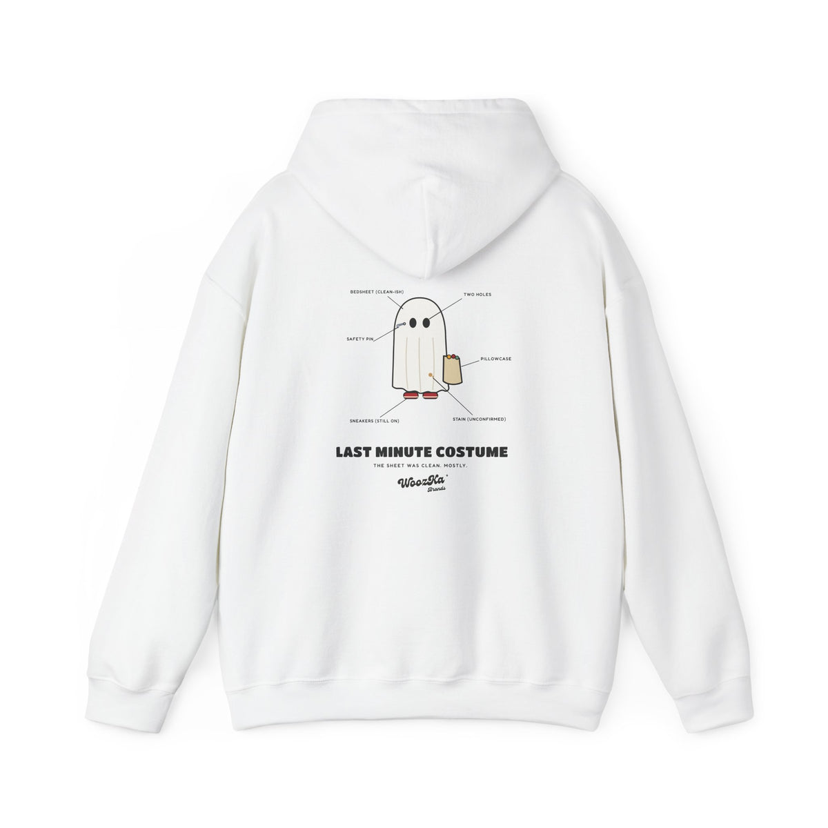 WoozKa Brands Lazy Halloween Costume Hoodie, Funny Ghost Sheet Back Print