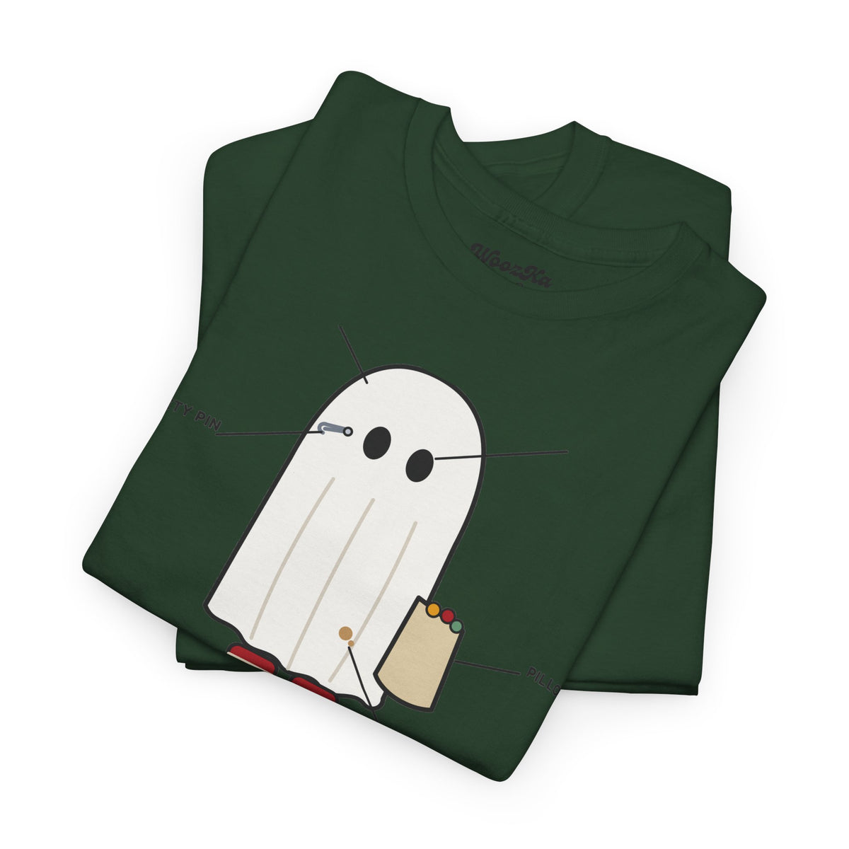WoozKa Brands Lazy Halloween Costume T-Shirt, Funny Ghost Sheet Front Print
