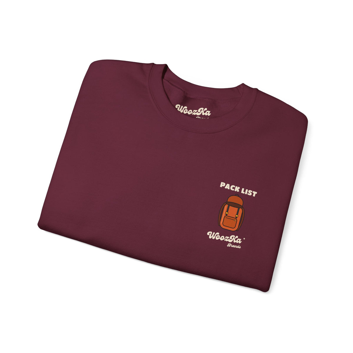 WoozKa Brands Hiking Sweatshirt, Backpacking Gear List Back Print