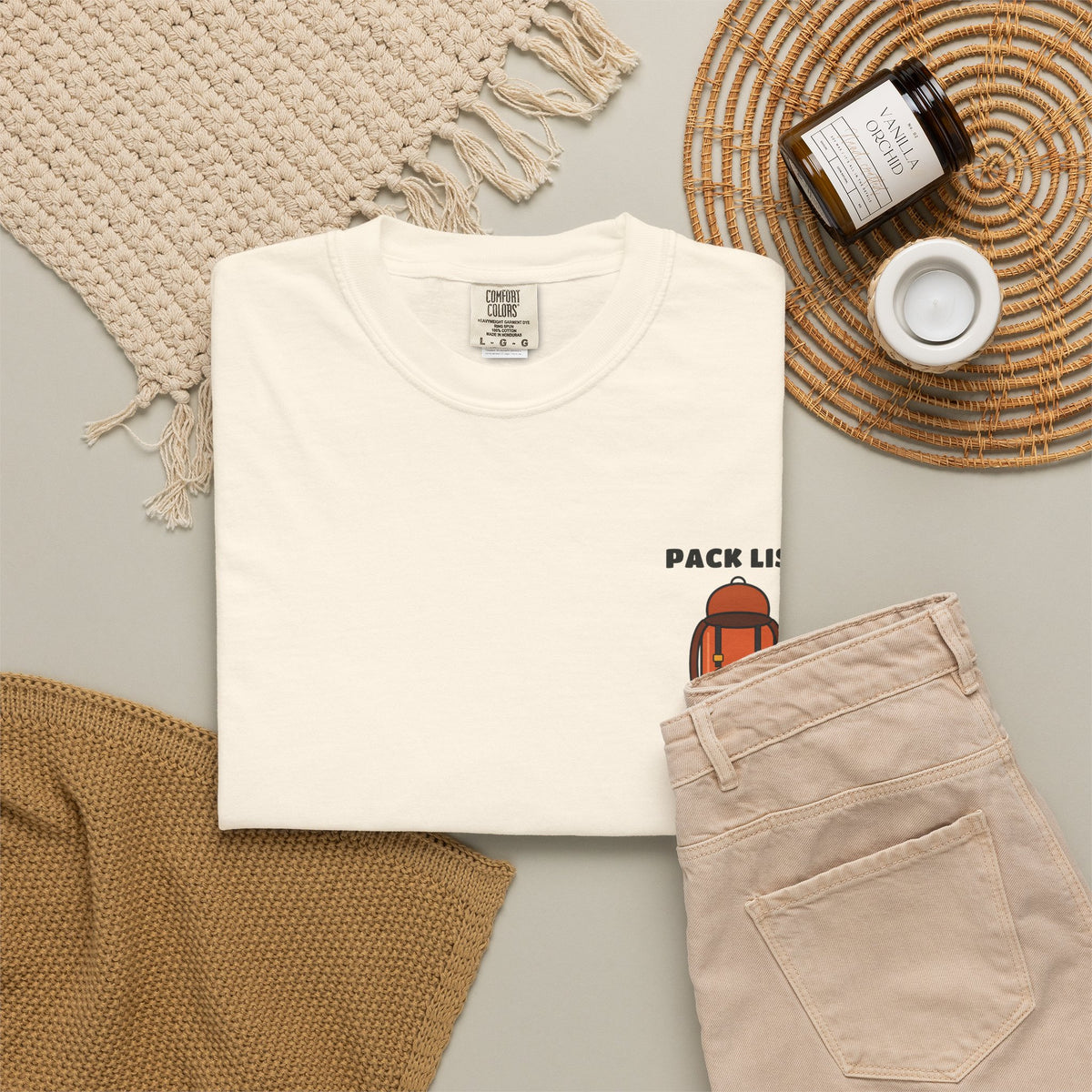 WoozKa Brands Hiking Heavyweight Tee, Backpacking Gear List Back Print