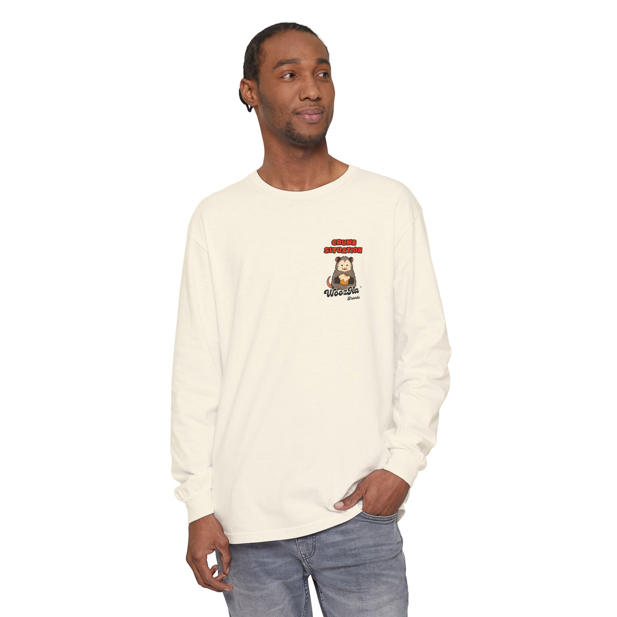 WoozKa Brands Crumb Situation Opossum Long Sleeve T-Shirt, Two-Sided