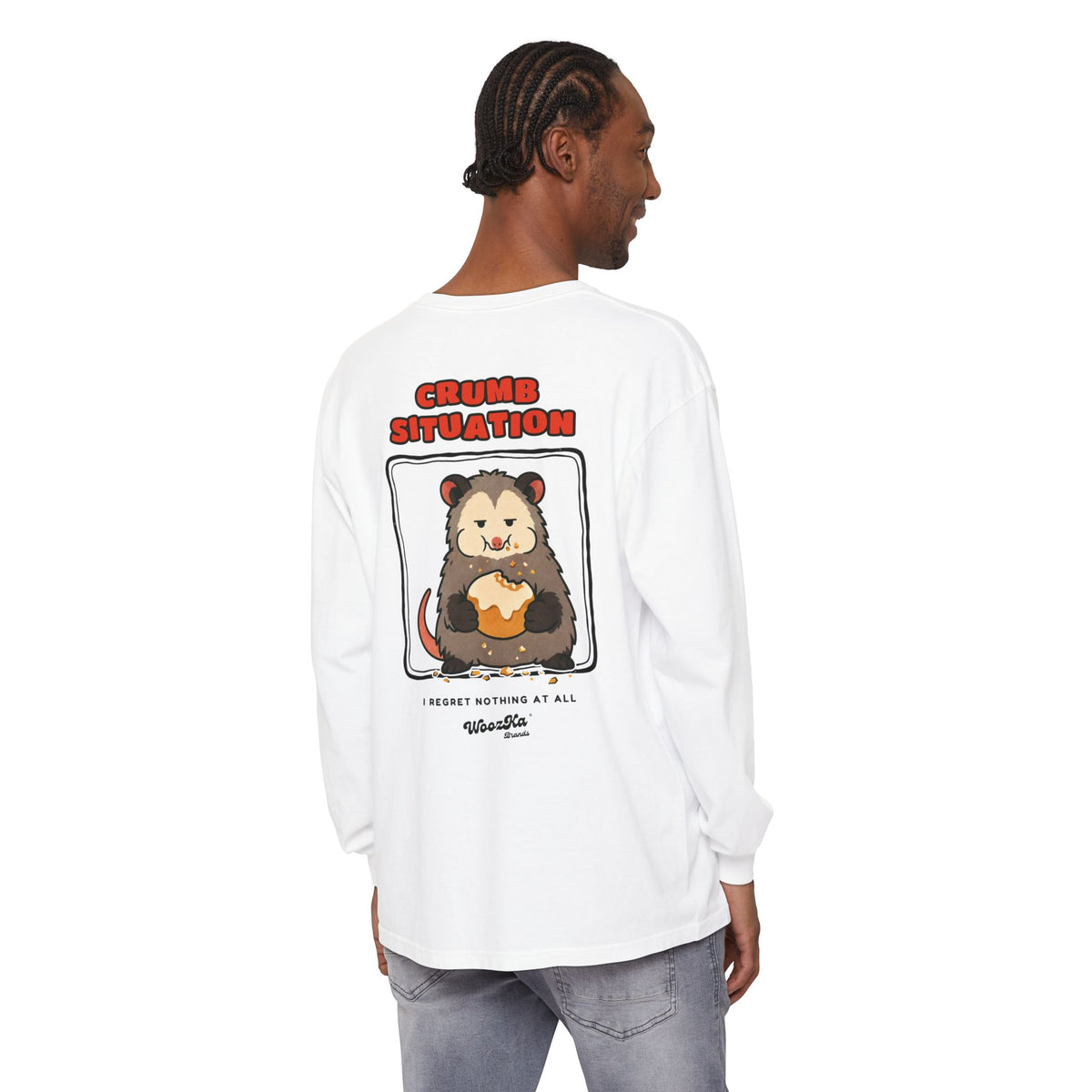 WoozKa Brands Crumb Situation Opossum Long Sleeve T-Shirt, Two-Sided