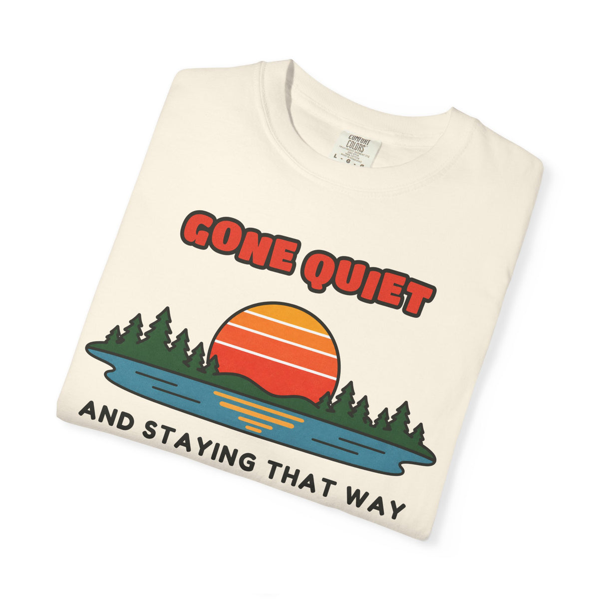 WoozKa Brands Retro Sunset Lake Heavyweight Tee, Nature Front Print