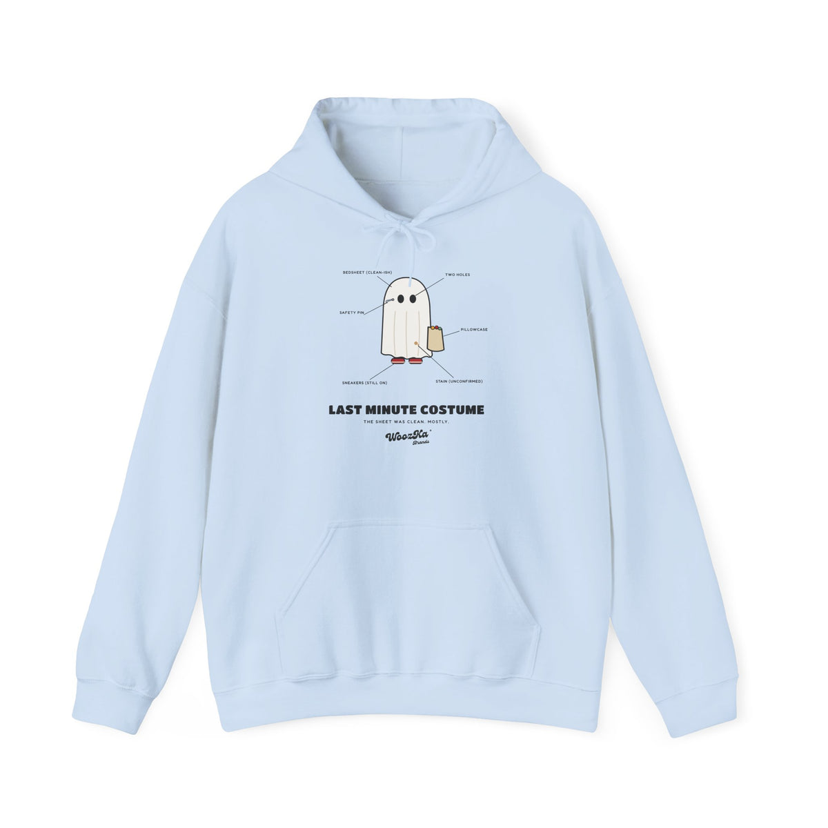 WoozKa Brands Lazy Halloween Costume Hoodie, Funny Ghost Sheet Front Print