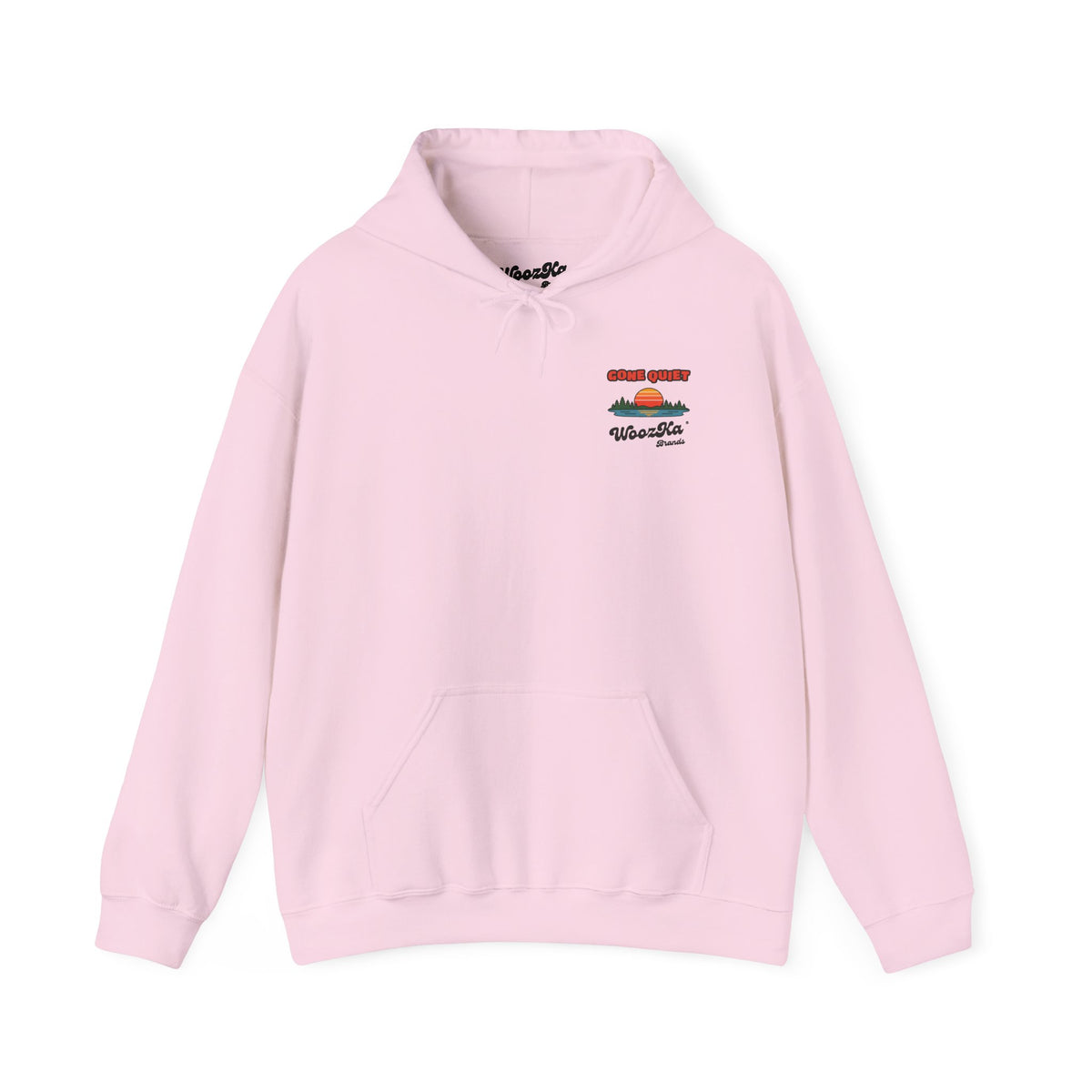 WoozKa Brands Retro Sunset Lake Hoodie, Nature Outdoors Wide Back Print