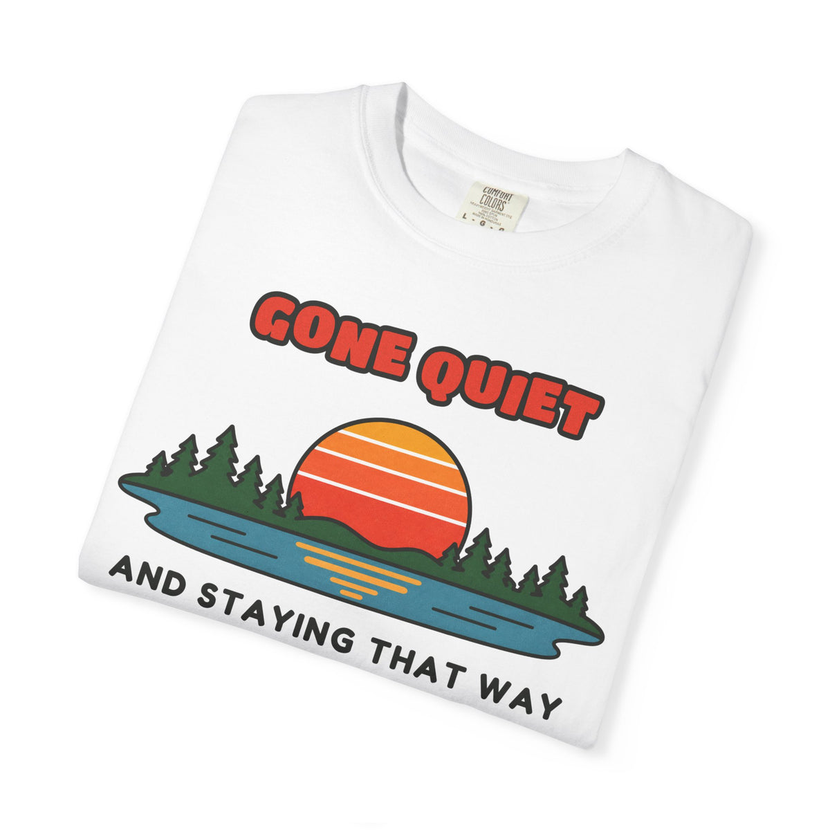 WoozKa Brands Retro Sunset Lake Heavyweight Tee, Nature Front Print