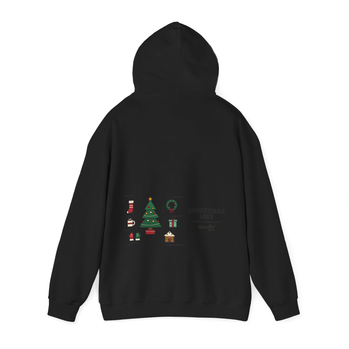WoozKa Brands Cute Christmas Tree Hoodie, Holiday List Wide Back Print