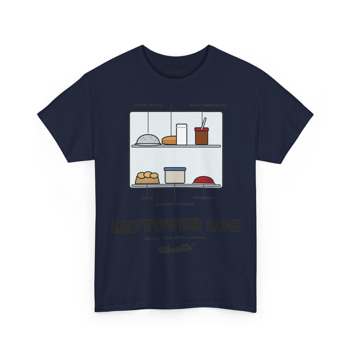 WoozKa Brands Funny Thanksgiving Leftovers T-Shirt, Turkey Pie Front Print