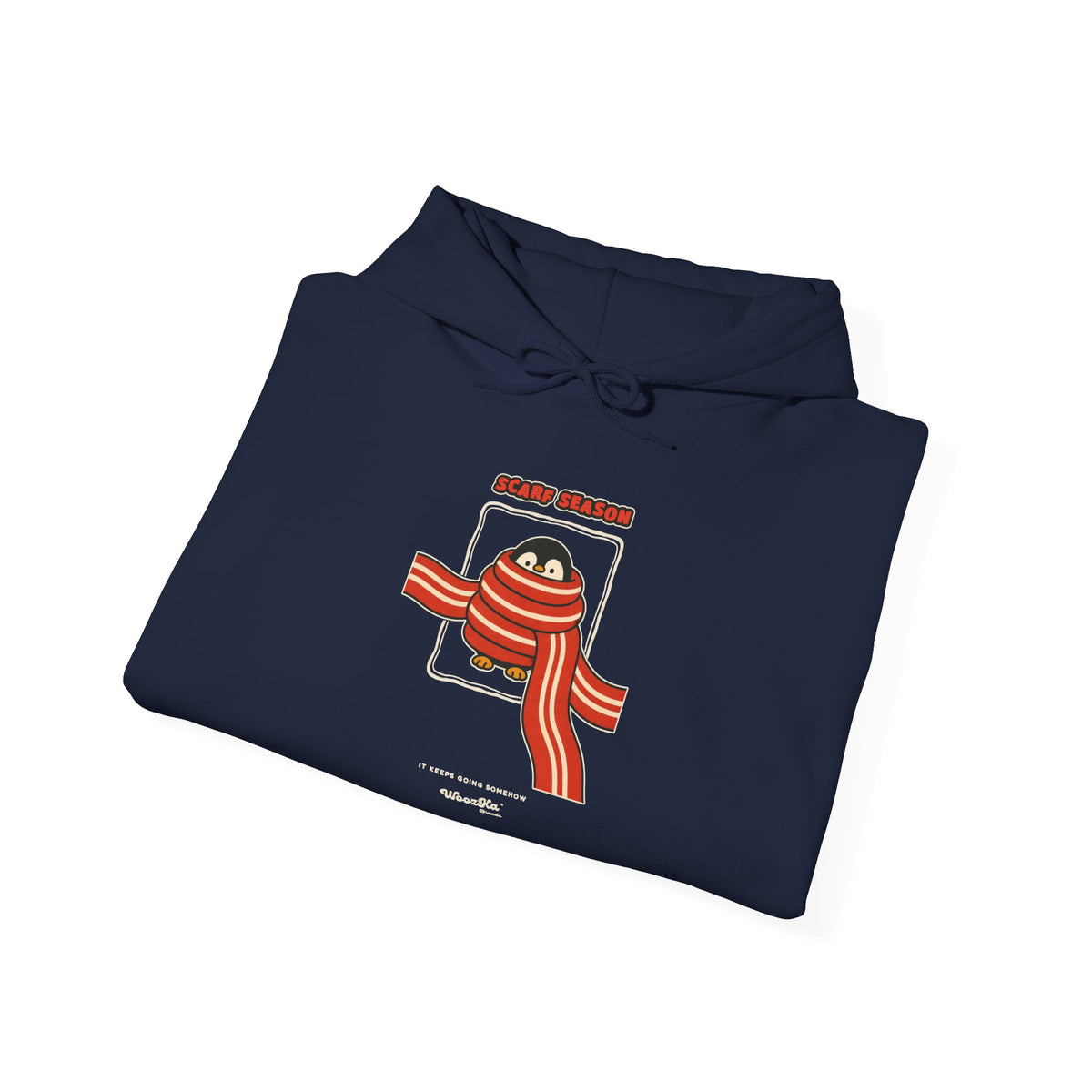 WoozKa Brands Scarf Season Penguin Hoodie, Front Graphic