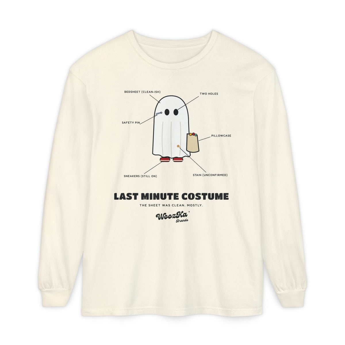 WoozKa Brands Lazy Halloween Costume Long Sleeve Tee, Front Print
