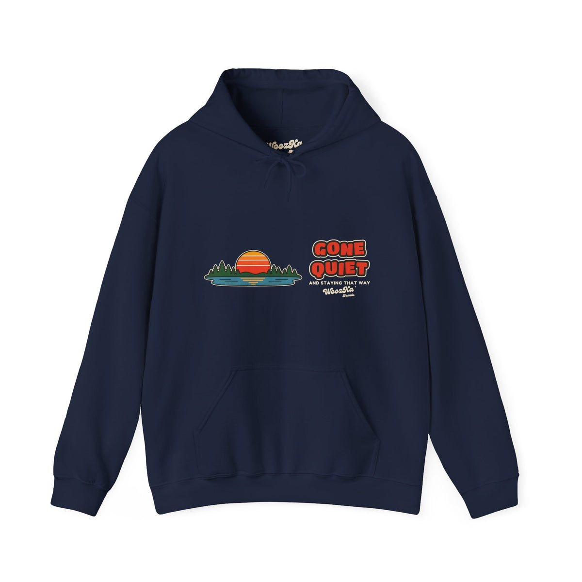 WoozKa Brands Retro Sunset Lake Hoodie, Nature Outdoors Wide Front Print