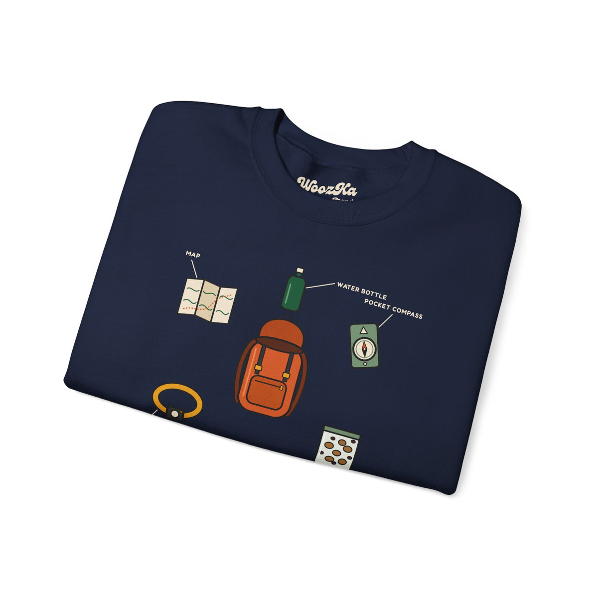 WoozKa Brands Hiking Sweatshirt, Backpacking Gear List Front Print
