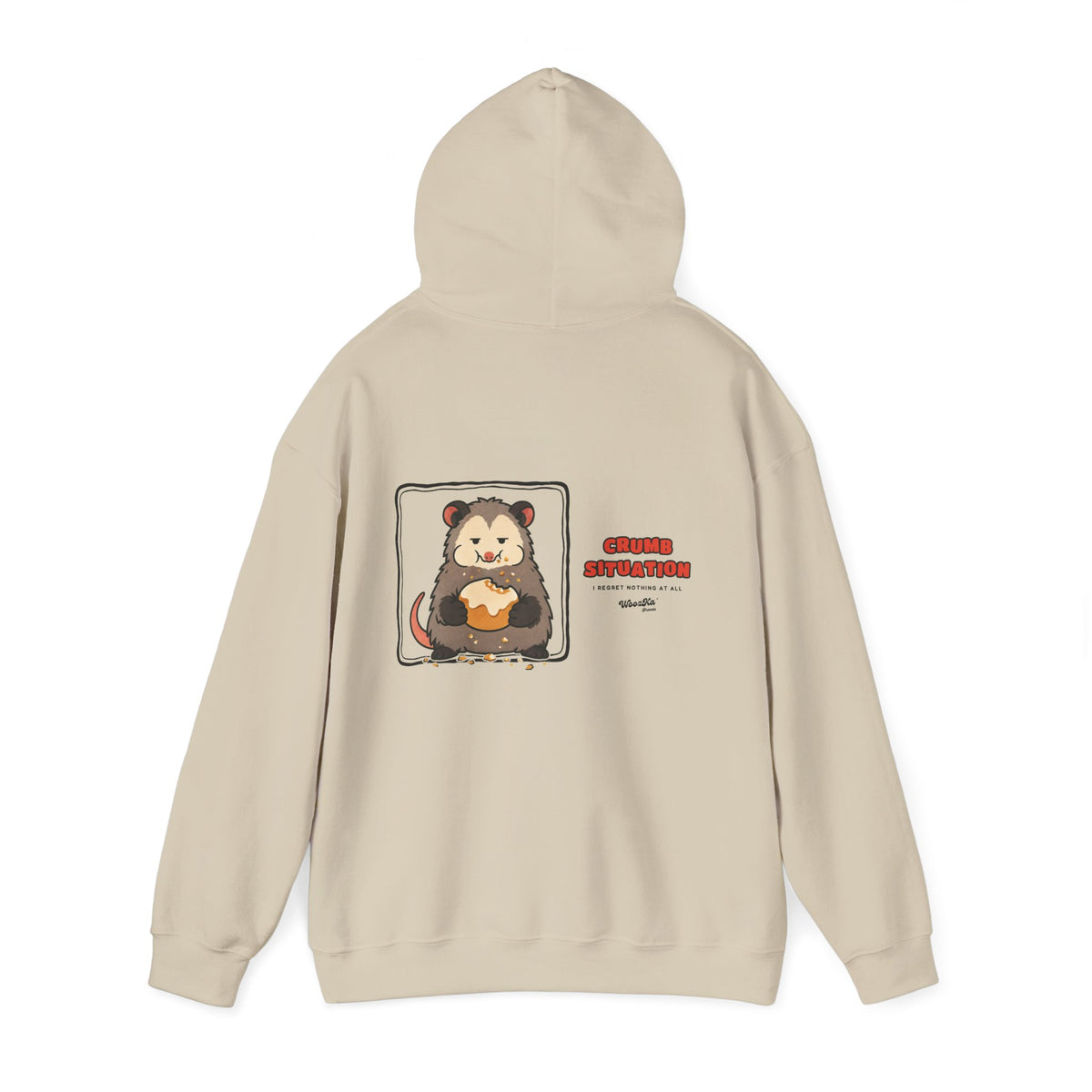 WoozKa Brands Crumb Situation Opossum Hoodie, Wide Back Graphic