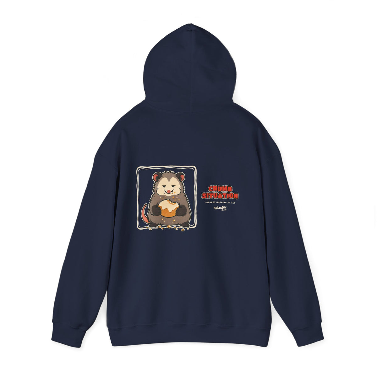WoozKa Brands Crumb Situation Opossum Hoodie, Wide Back Graphic