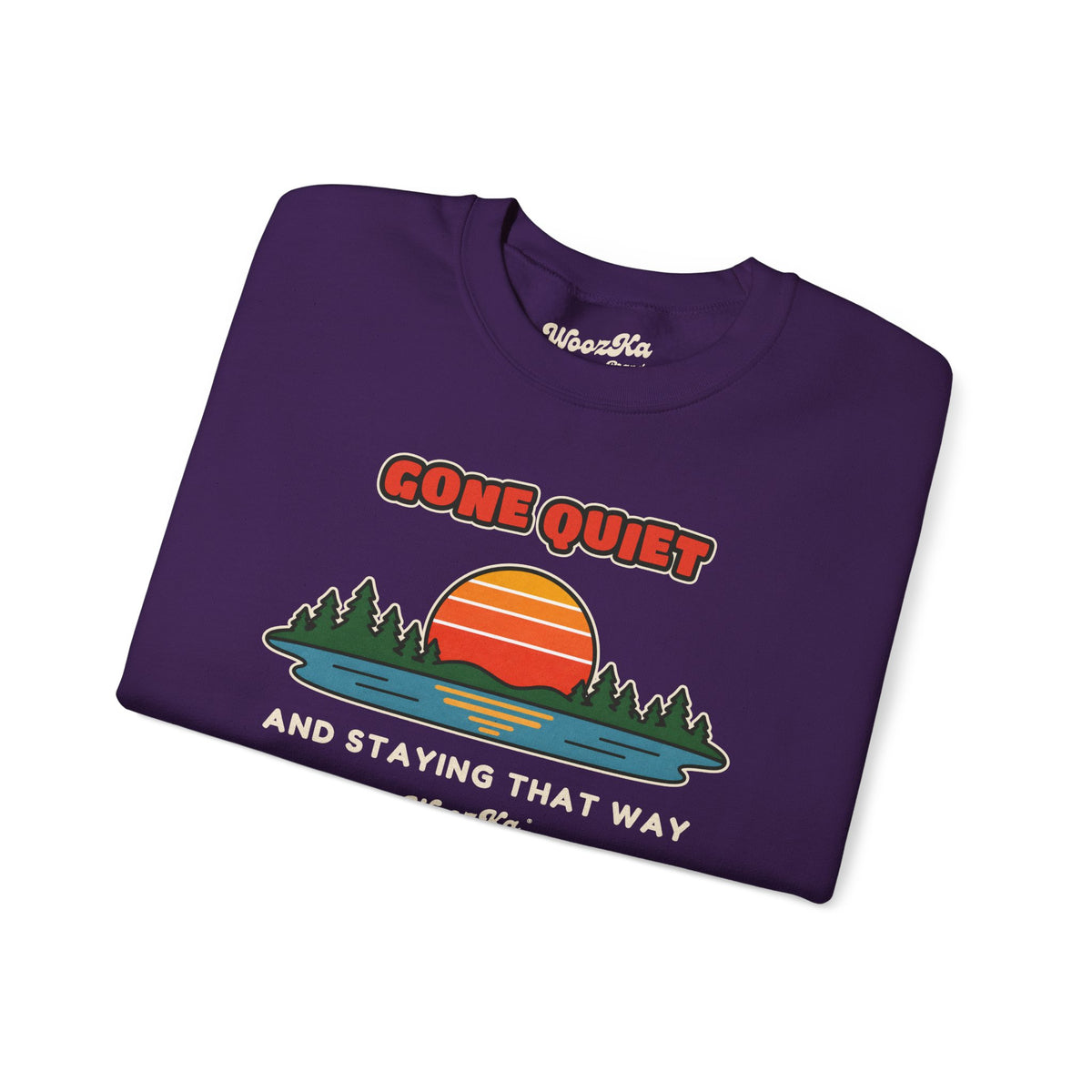 WoozKa Brands Retro Sunset Lake Sweatshirt, Nature Outdoors Front Print