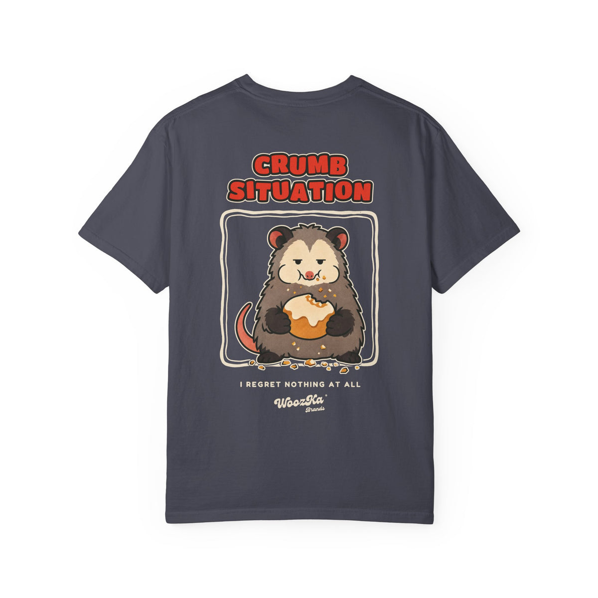 WoozKa Brands Crumb Situation Opossum Garment-Dyed T-Shirt, Two-Sided