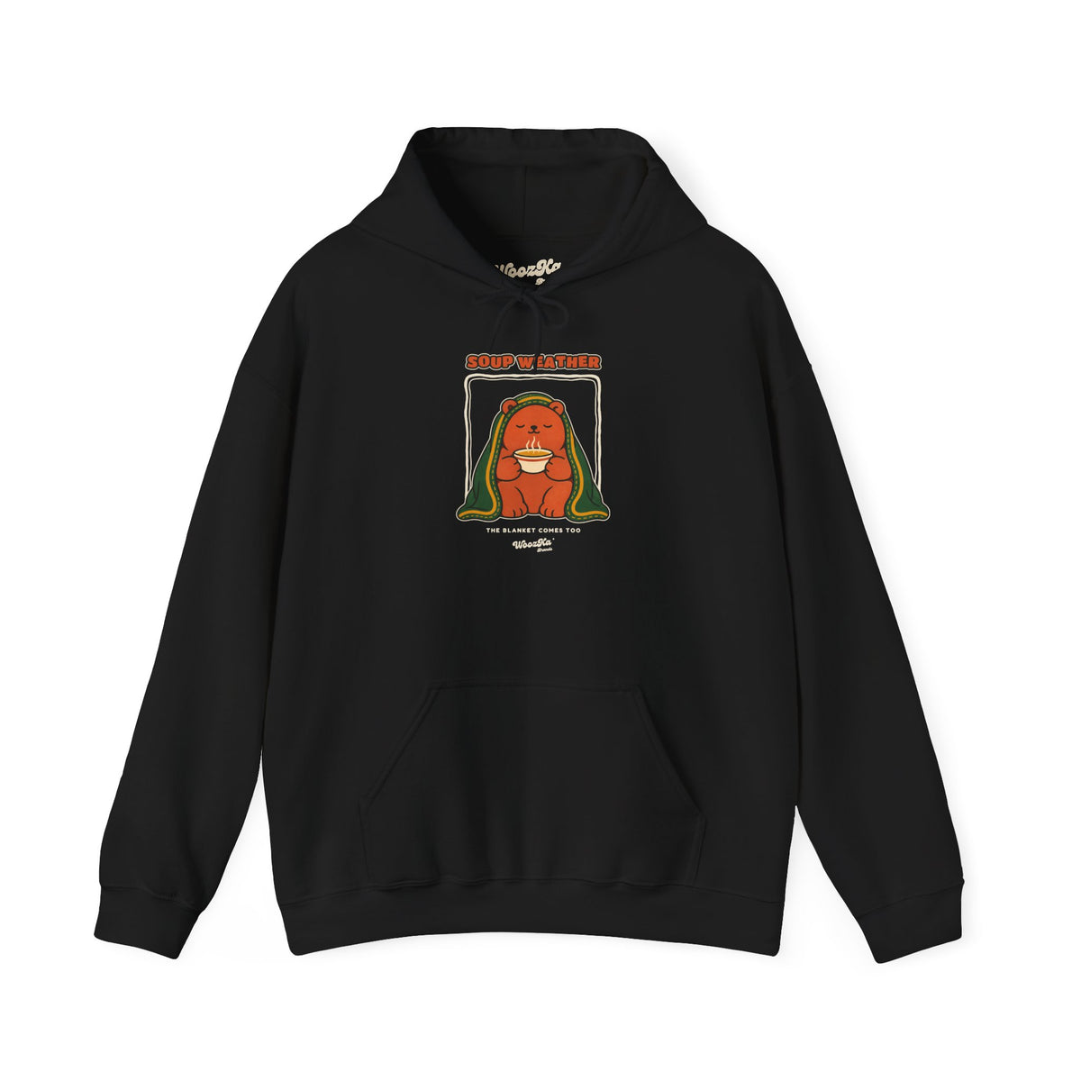 WoozKa Brands Soup Weather Bear Hoodie, Front Graphic