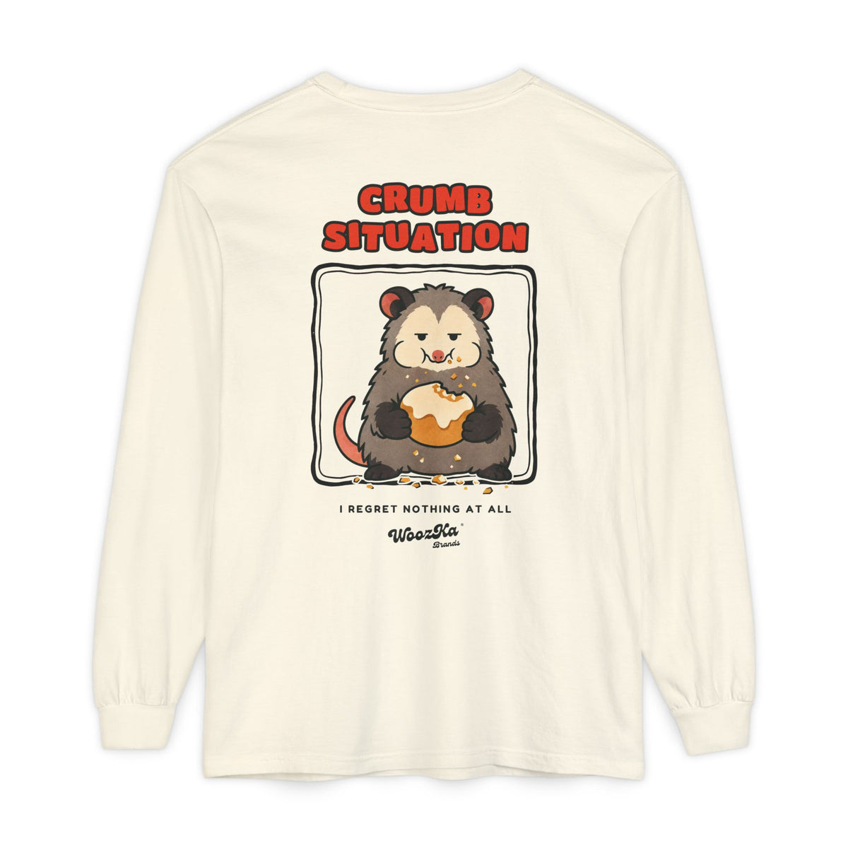 WoozKa Brands Crumb Situation Opossum Long Sleeve T-Shirt, Two-Sided