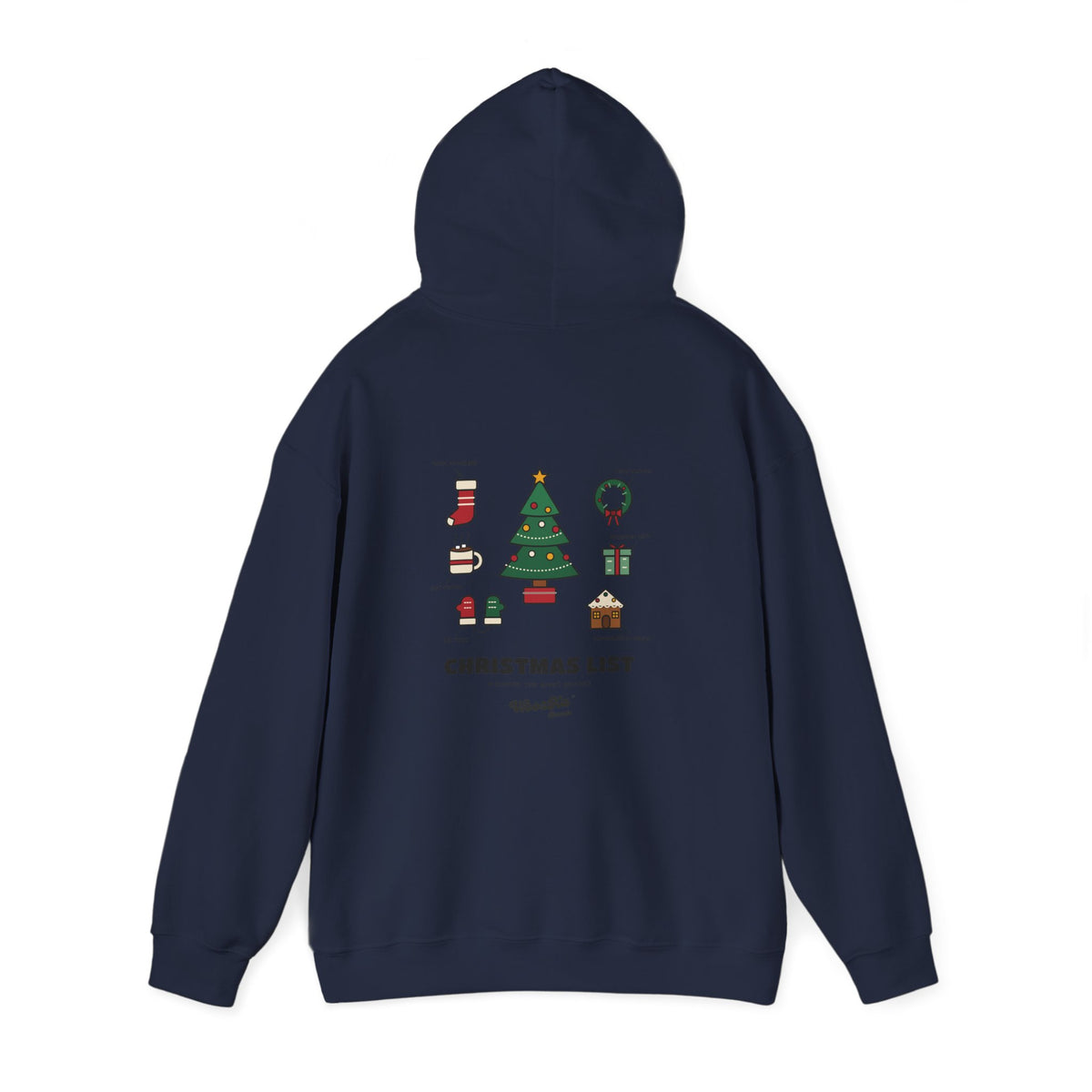WoozKa Brands Cute Christmas Tree Hoodie, Holiday List Back Print