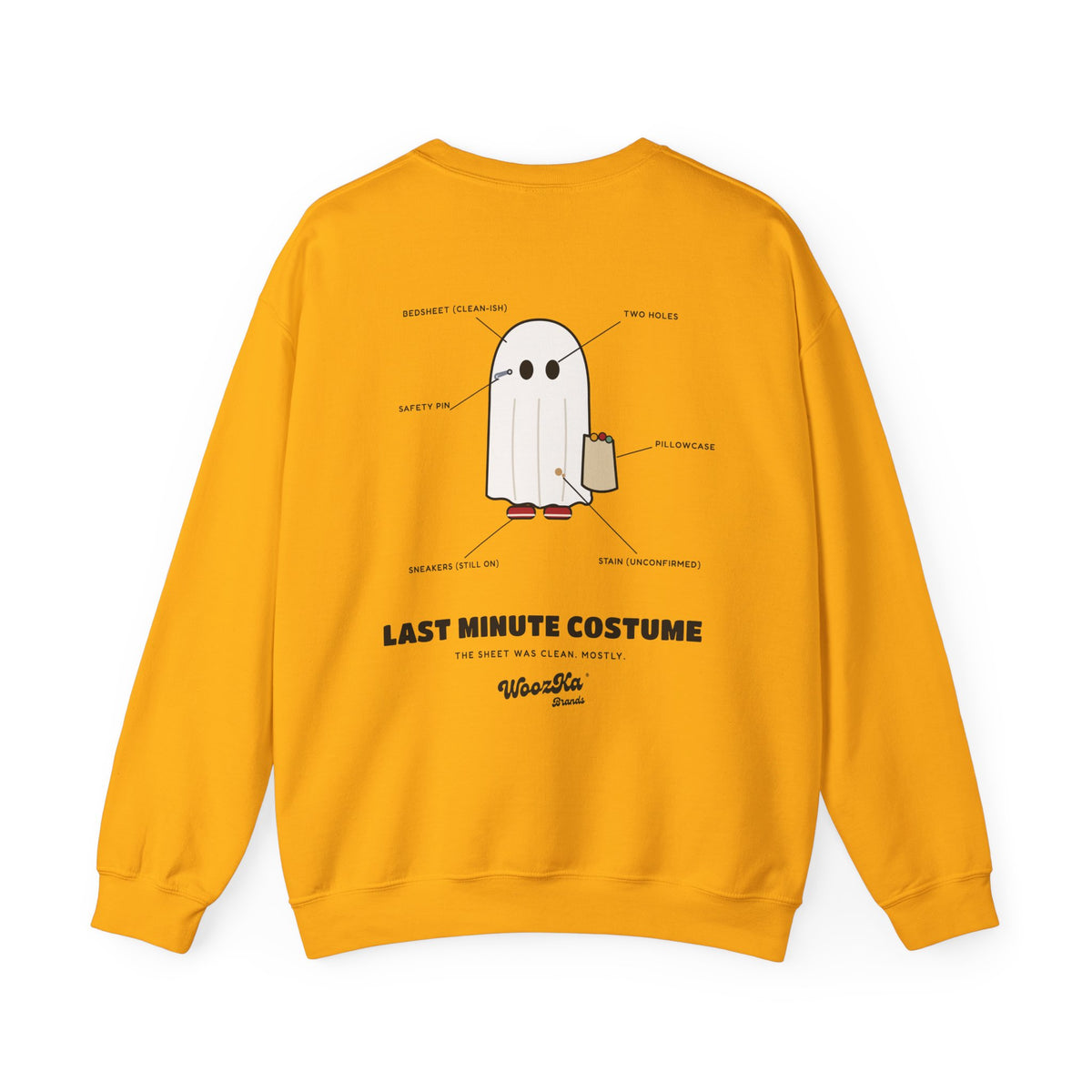 WoozKa Brands Lazy Halloween Costume Sweatshirt, Funny Ghost Back Print