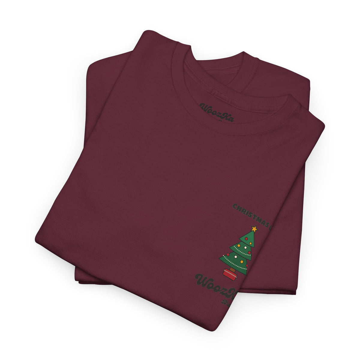 WoozKa Brands Cute Christmas Tree T-Shirt, Holiday List Back Print