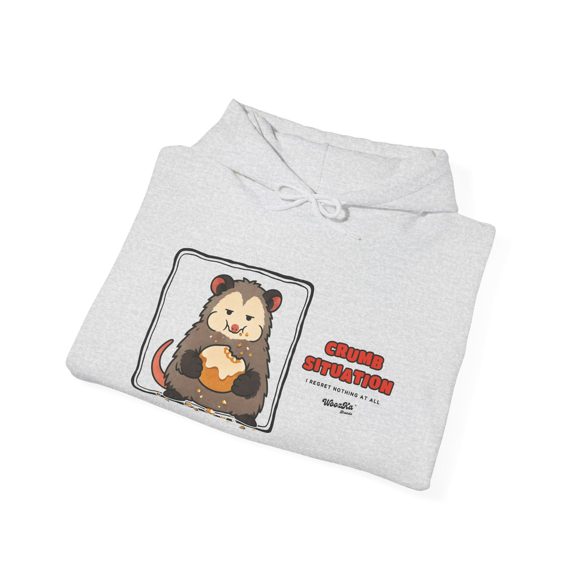 WoozKa Brands Crumb Situation Opossum Hoodie, Wide Front Graphic