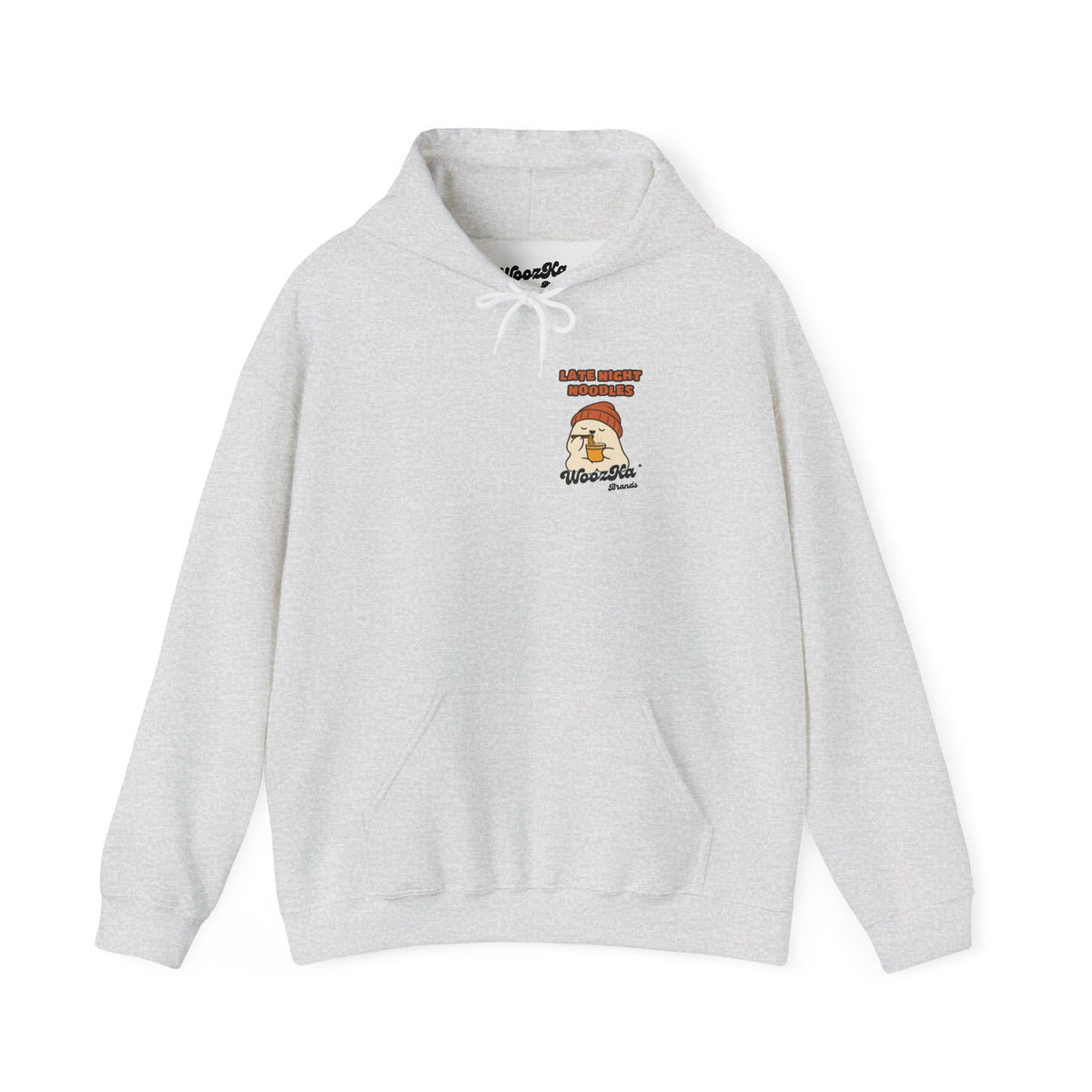WoozKa Brands Late Night Noodles Ghost Hoodie, Wide Back Graphic
