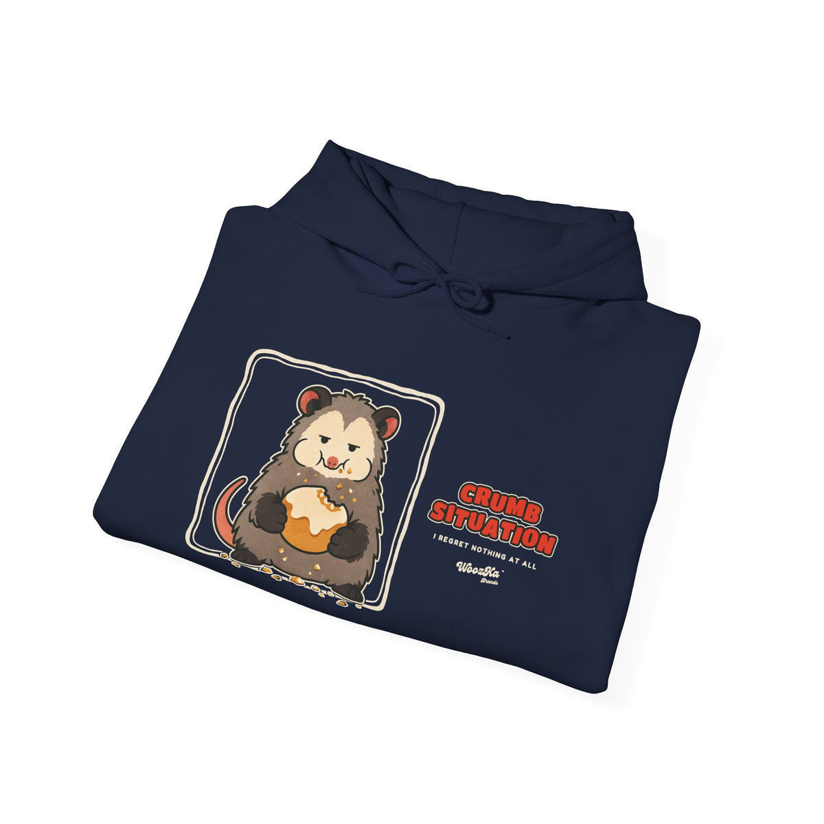 WoozKa Brands Crumb Situation Opossum Hoodie, Wide Front Graphic