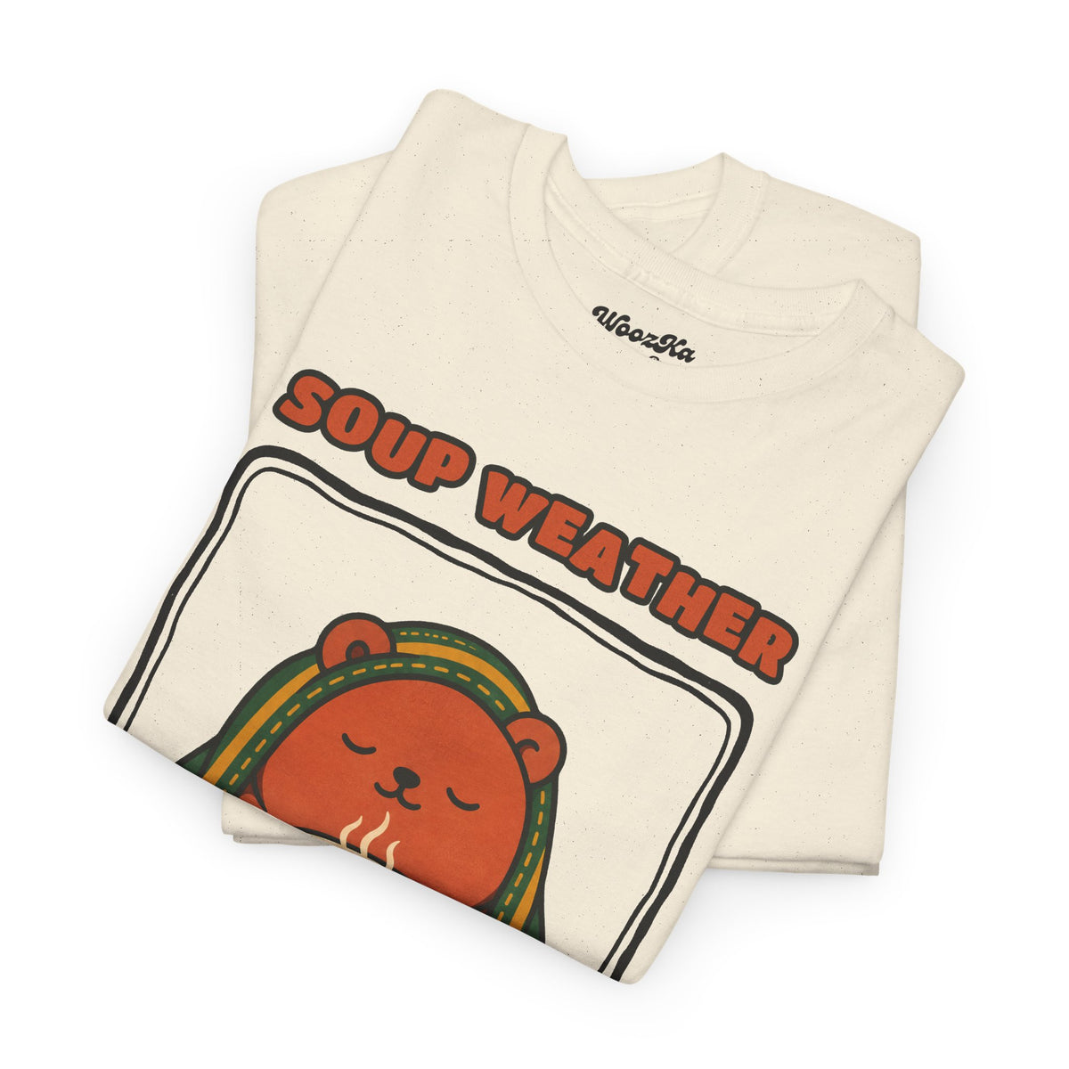 WoozKa Brands Soup Weather Bear Heavy Cotton T-Shirt, Front Graphic