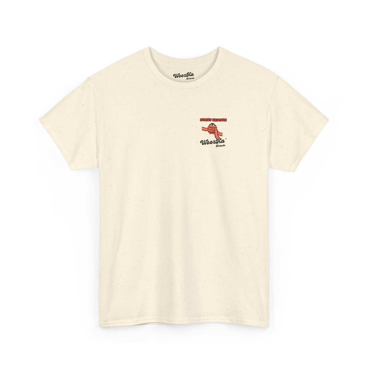WoozKa Brands Scarf Season Penguin Heavy Cotton T-Shirt, Two-Sided Graphic