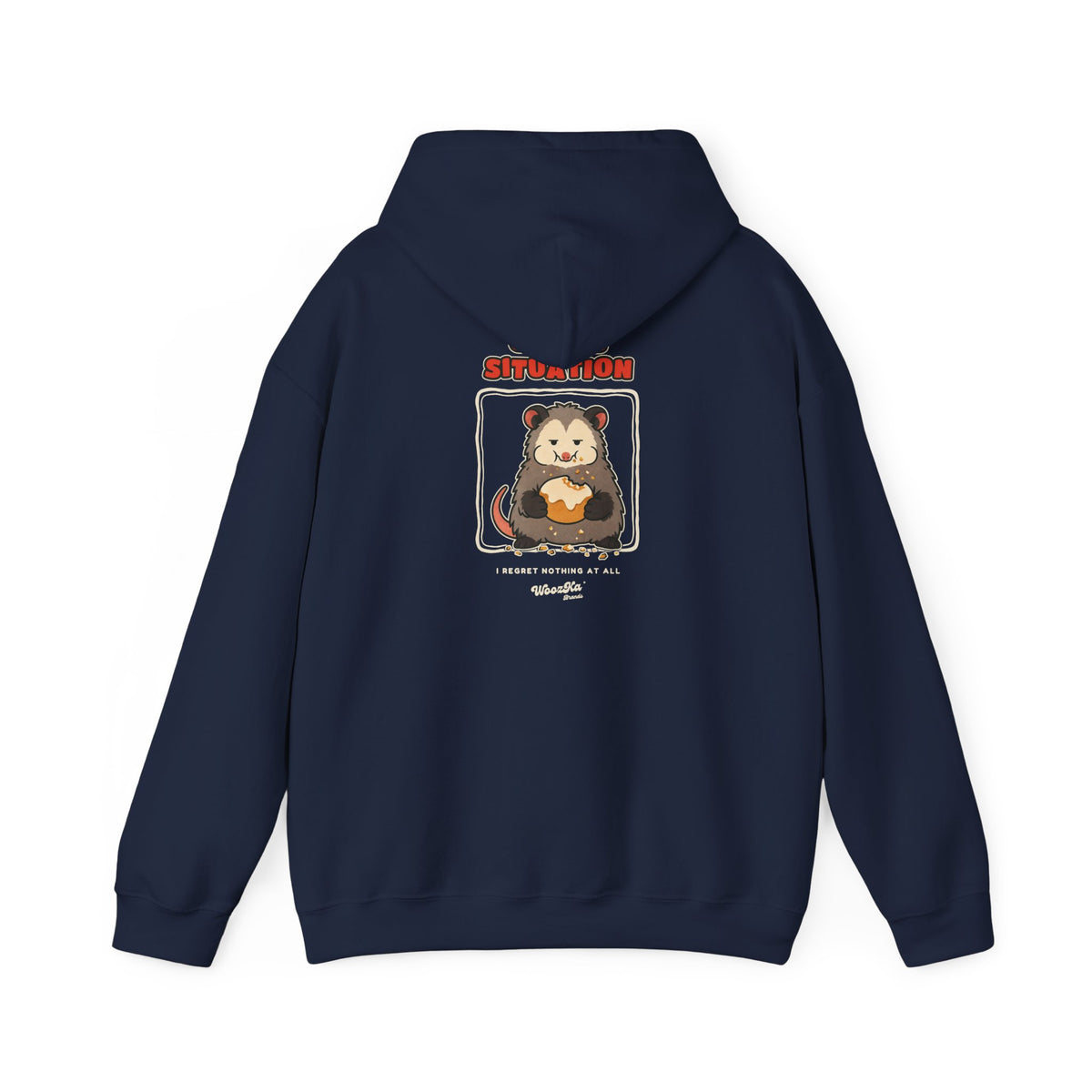 WoozKa Brands Crumb Situation Opossum Hoodie, Front and Back Graphic