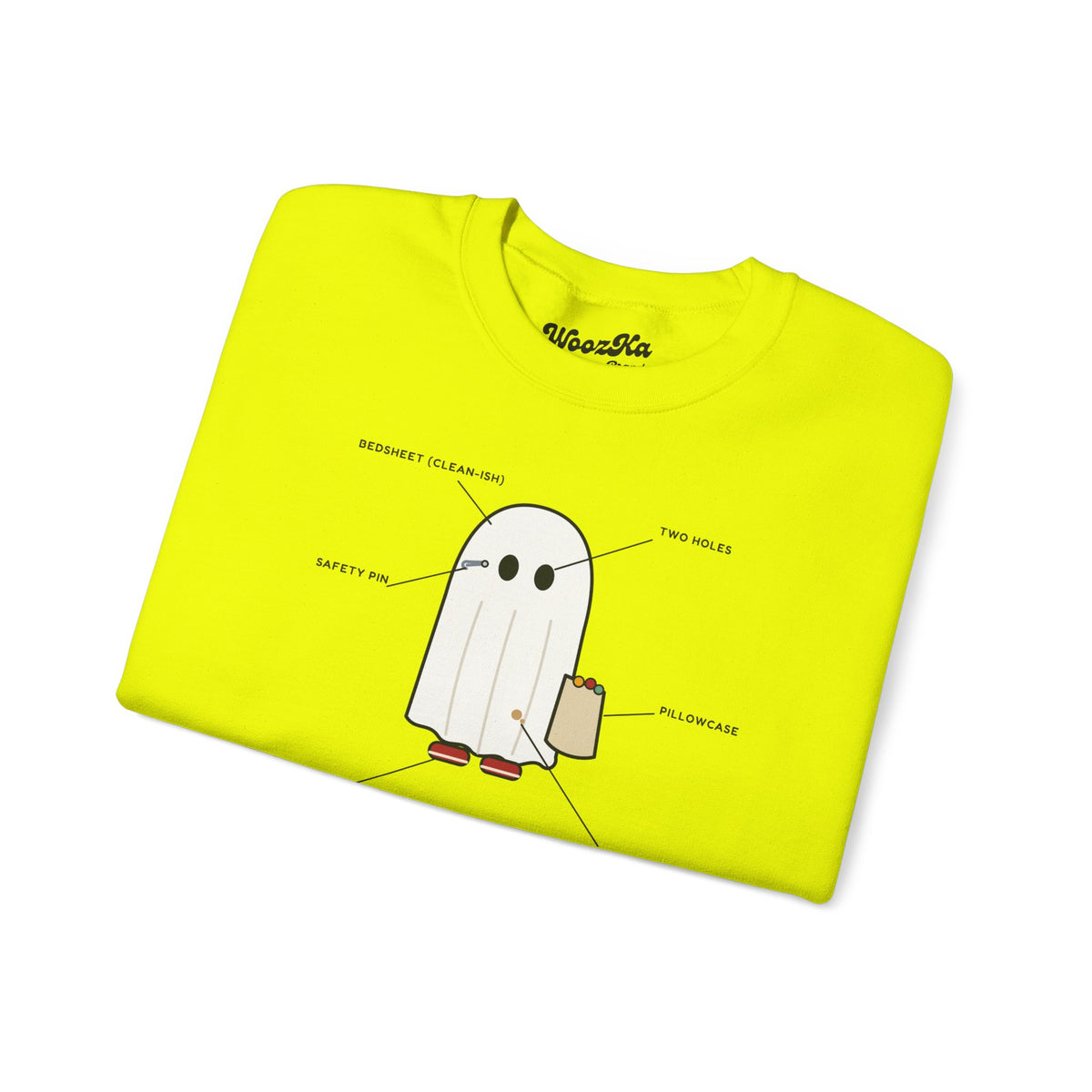 WoozKa Brands Lazy Halloween Costume Sweatshirt, Funny Ghost Front Print
