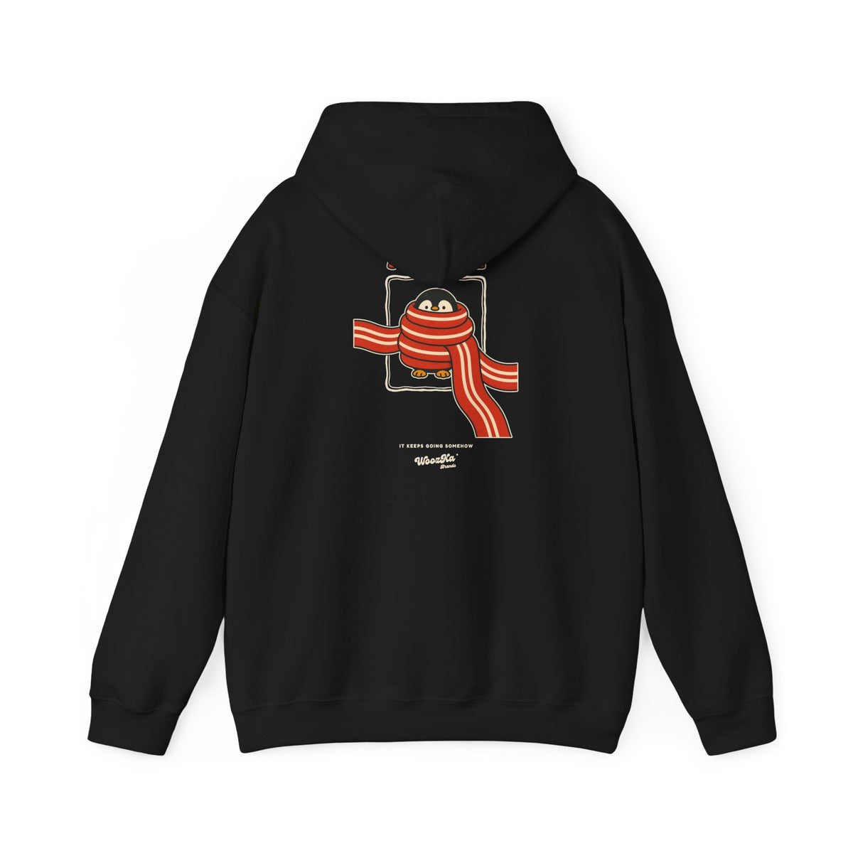 WoozKa Brands Scarf Season Penguin Hoodie, Front and Back Graphic